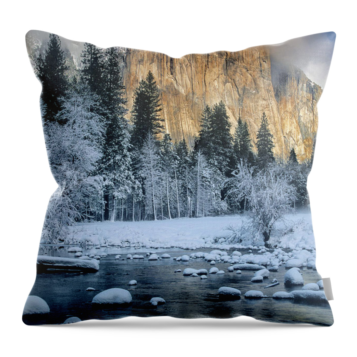 Dave Welling Throw Pillow featuring the photograph El Capitan Winter Yosemite National Park California by Dave Welling