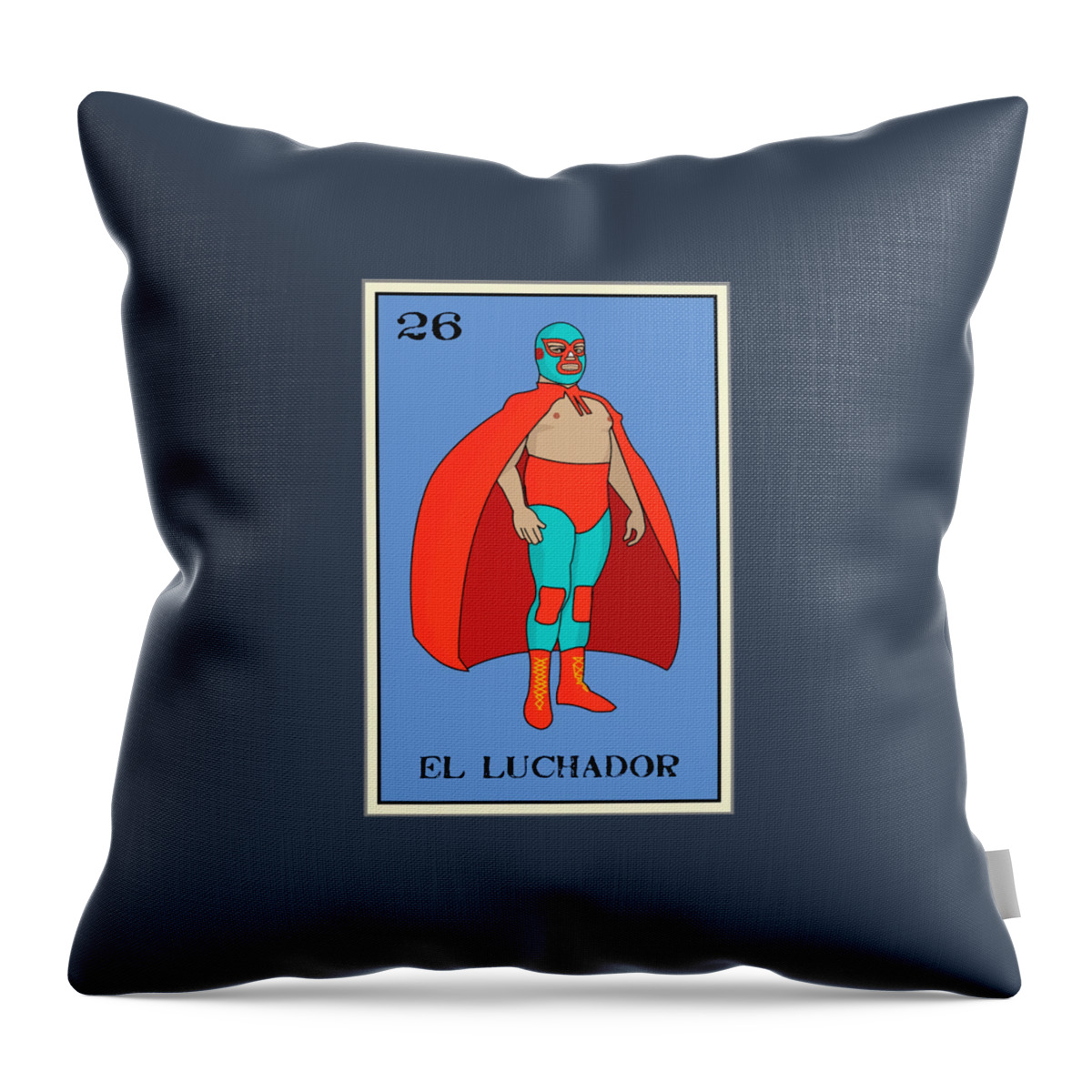Emma Peel Throw Pillow featuring the digital art El Luchador Ver. 2 Loteria by Dorothy Wirth
