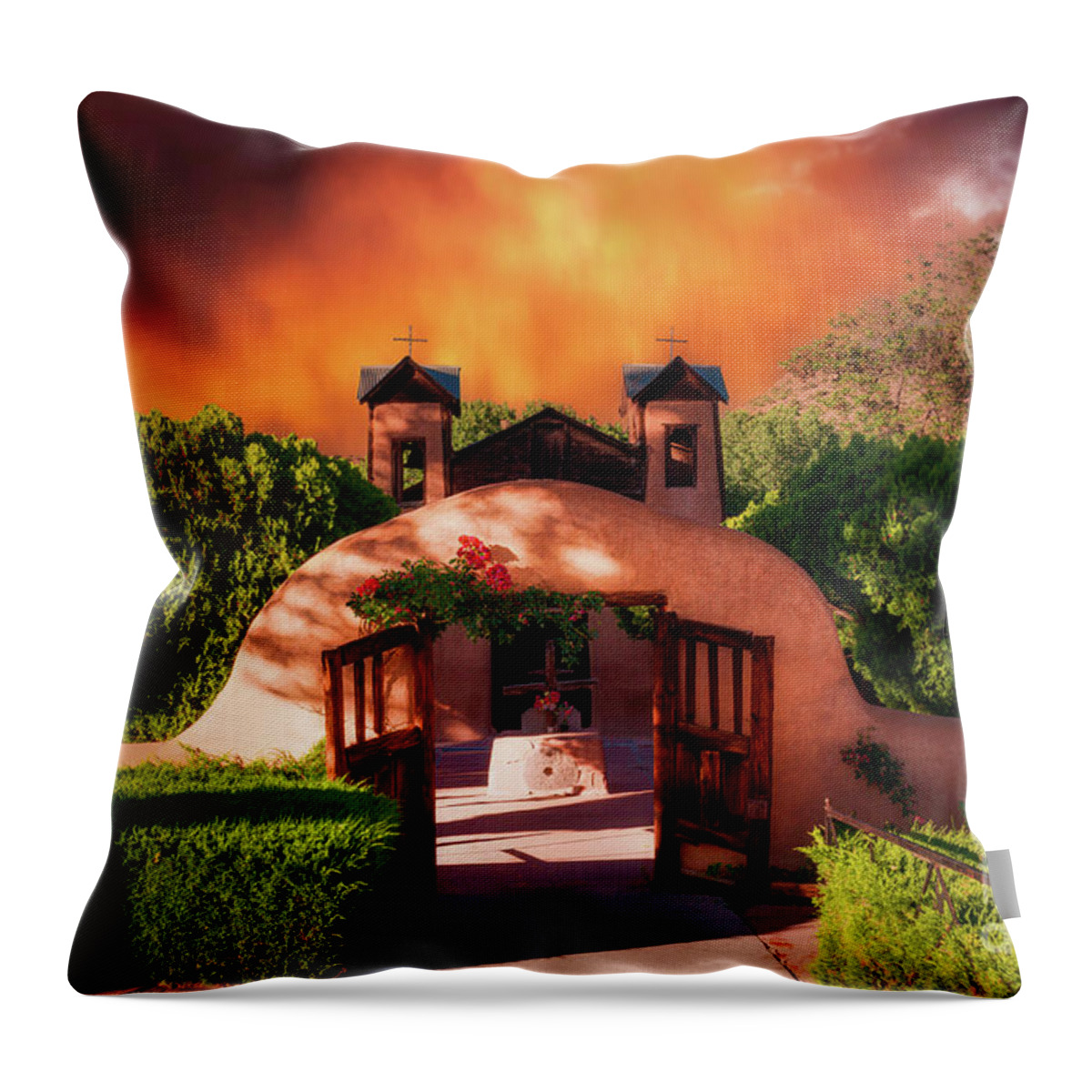 Church Throw Pillow featuring the photograph El Santuario de Chimayo by Elijah Rael