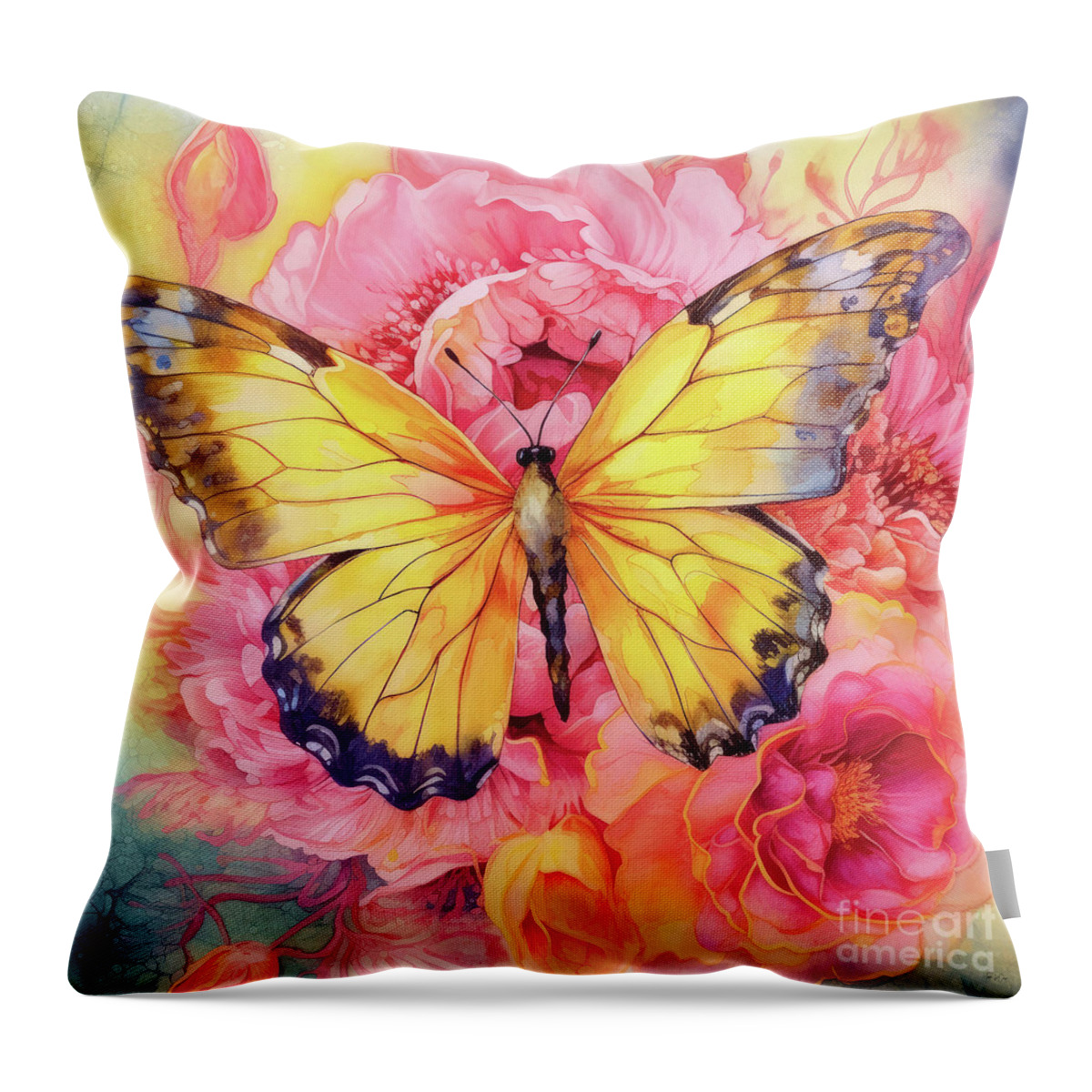 Butterfly Throw Pillow featuring the painting Elegant Butterfly by Tina LeCour