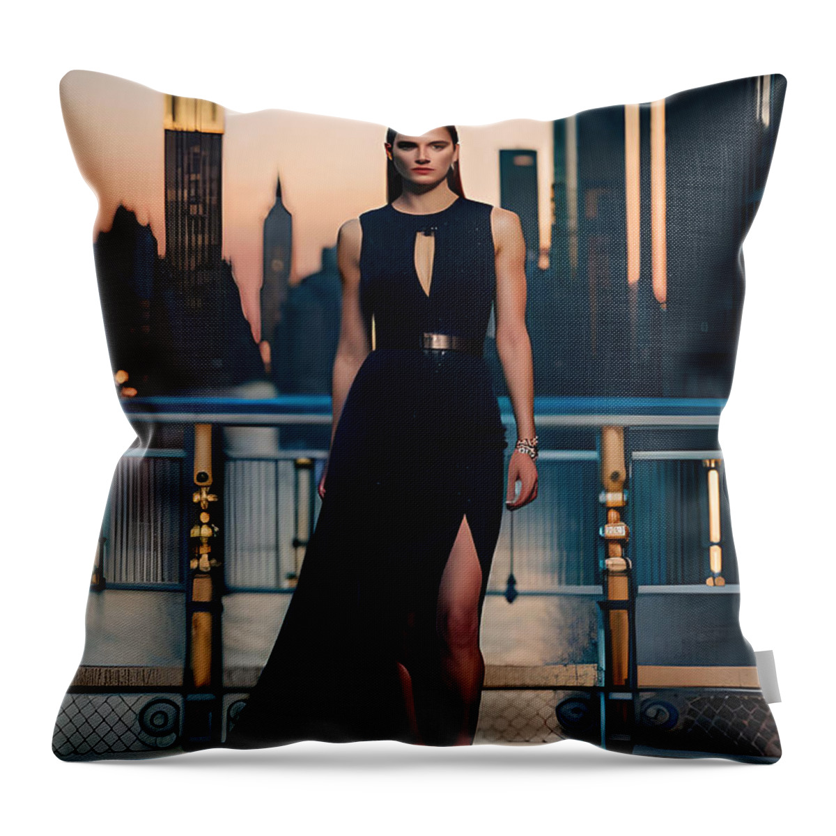 Woman In Ny Throw Pillow featuring the digital art Elegant Dress by Gabriel Cusmir