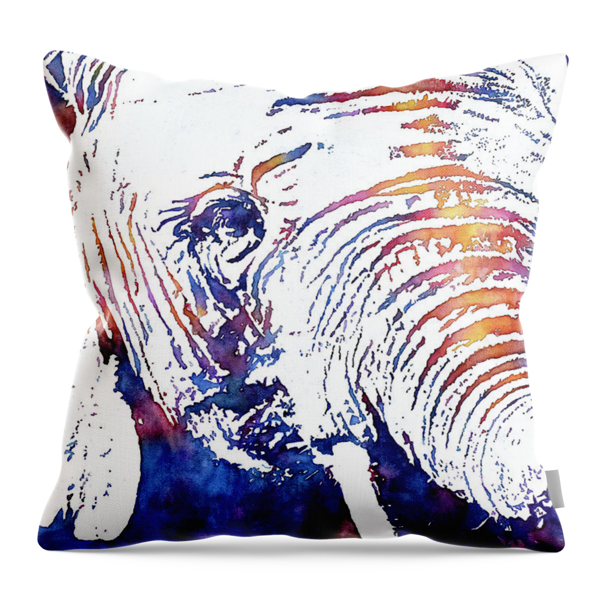 Elephant Throw Pillow featuring the painting Elephant in Color by Wendy Keeney-Kennicutt