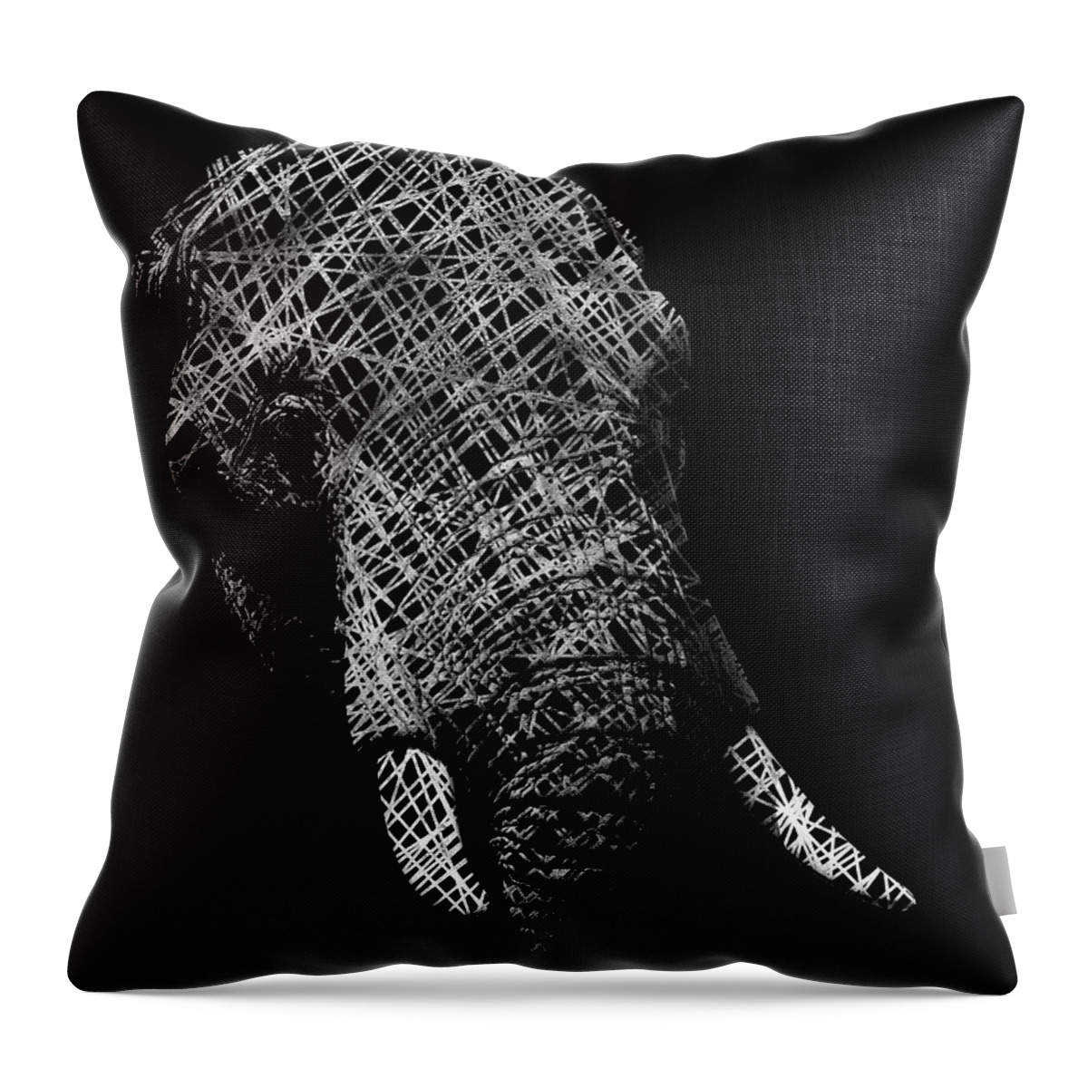 Logo Throw Pillow featuring the digital art Elephant Scribble by Pelo Blanco Photo