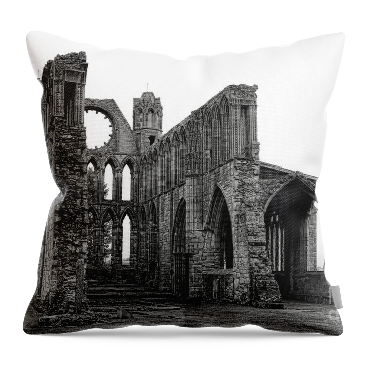 Elgin Throw Pillow featuring the photograph Elgin Cathedral Ruins by Olivier Le Queinec
