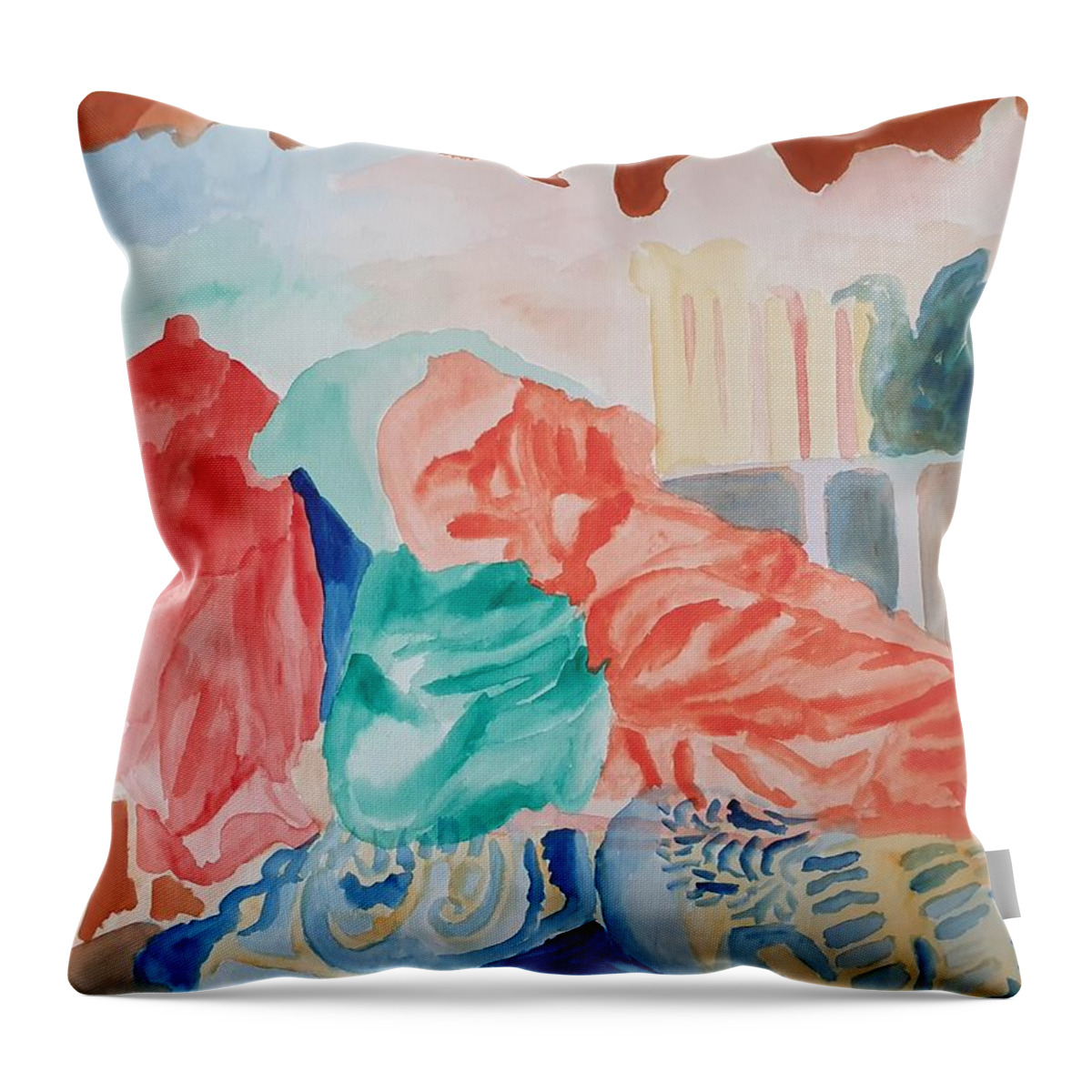 Masterpiece Paintings Throw Pillow featuring the painting Elysium by Enrico Garff