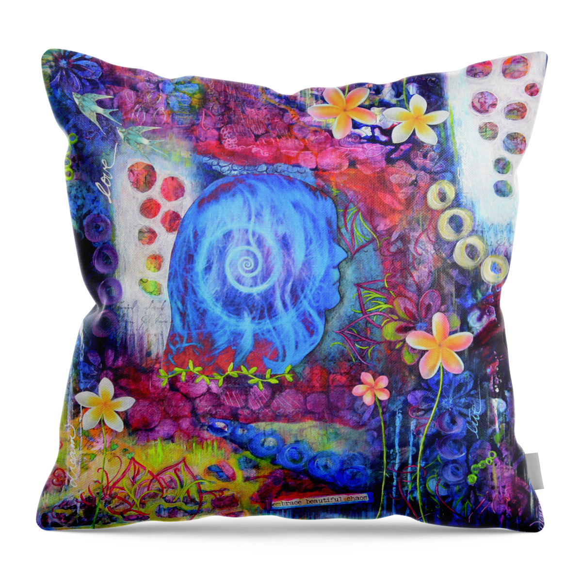 Abstract Throw Pillow featuring the painting Embrace Beautiful Chaos by Winona's Sunshyne