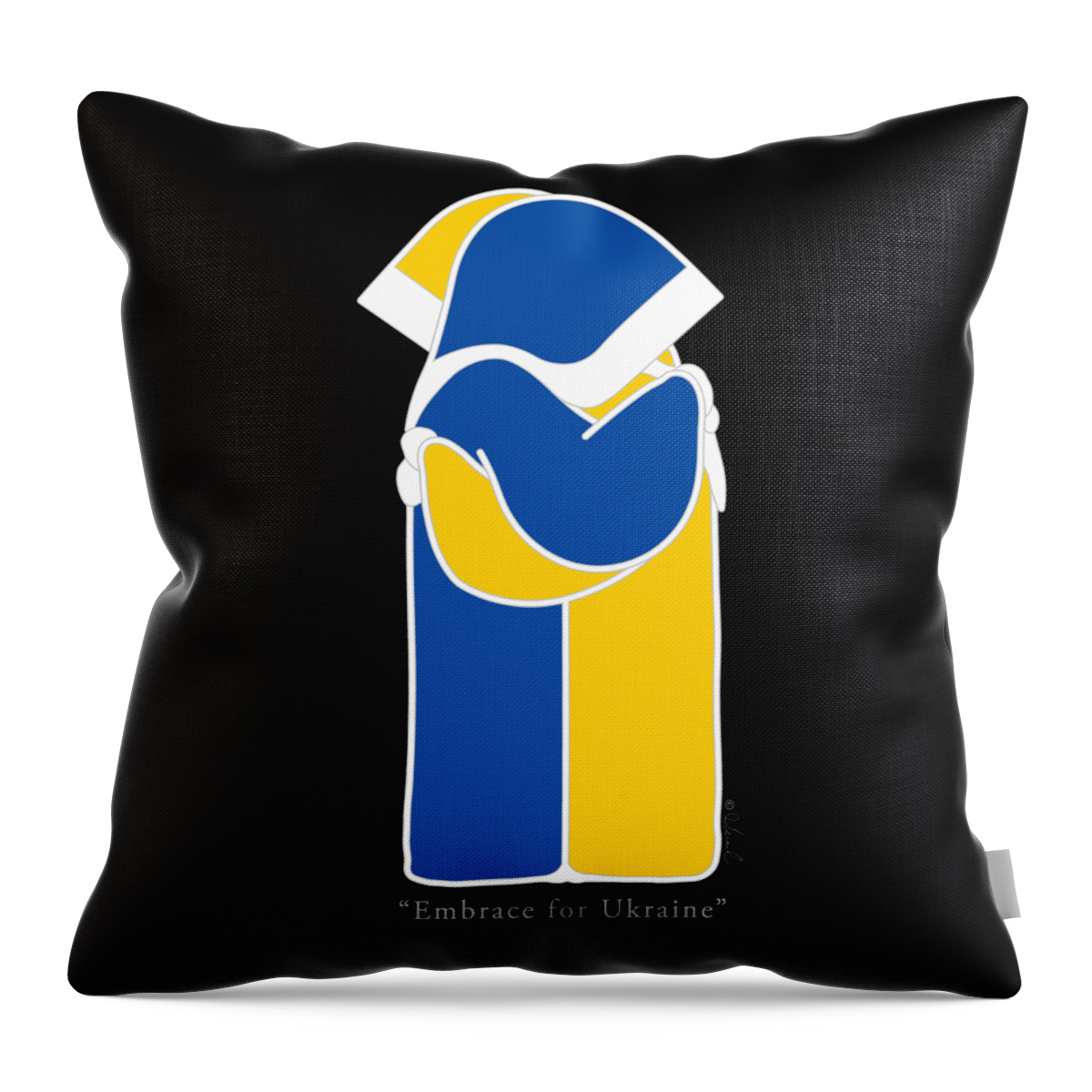 Ukraine Throw Pillow featuring the digital art Embrace for Ukraine by Israel Guajardo