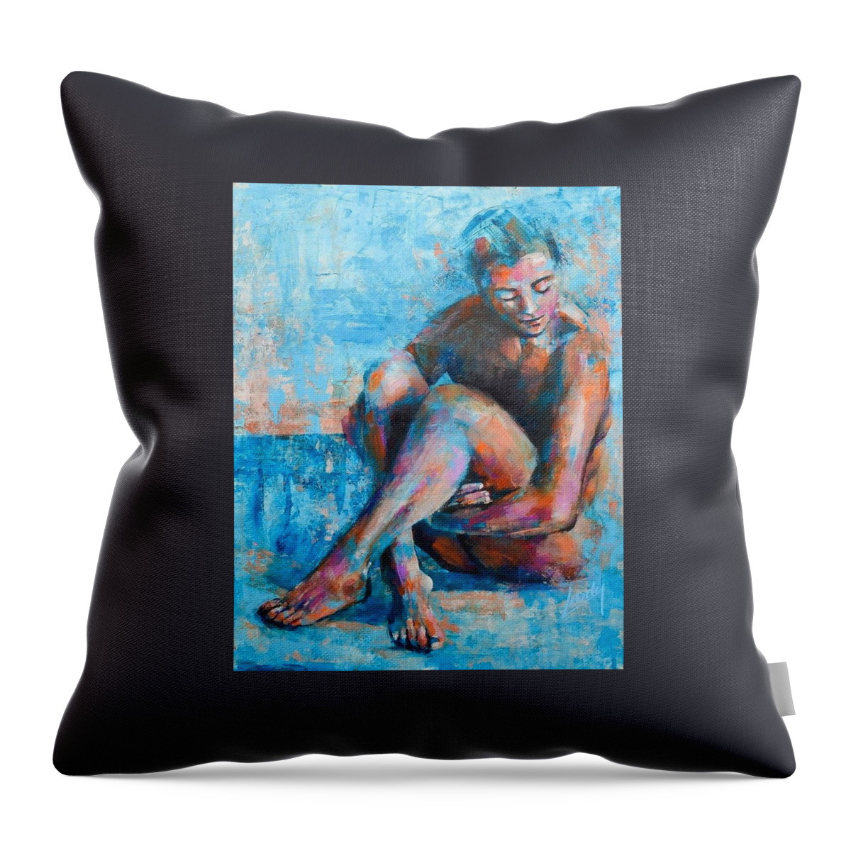  Throw Pillow featuring the painting Embracing Me by Luzdy Rivera