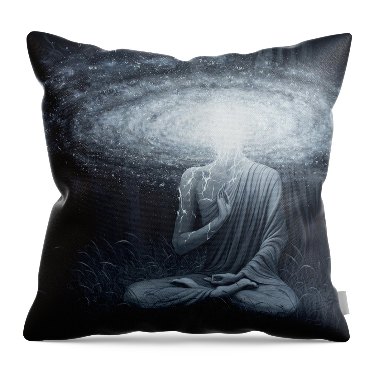 Awakening Throw Pillow featuring the painting Embracing The Present Moment by Adrian Borda