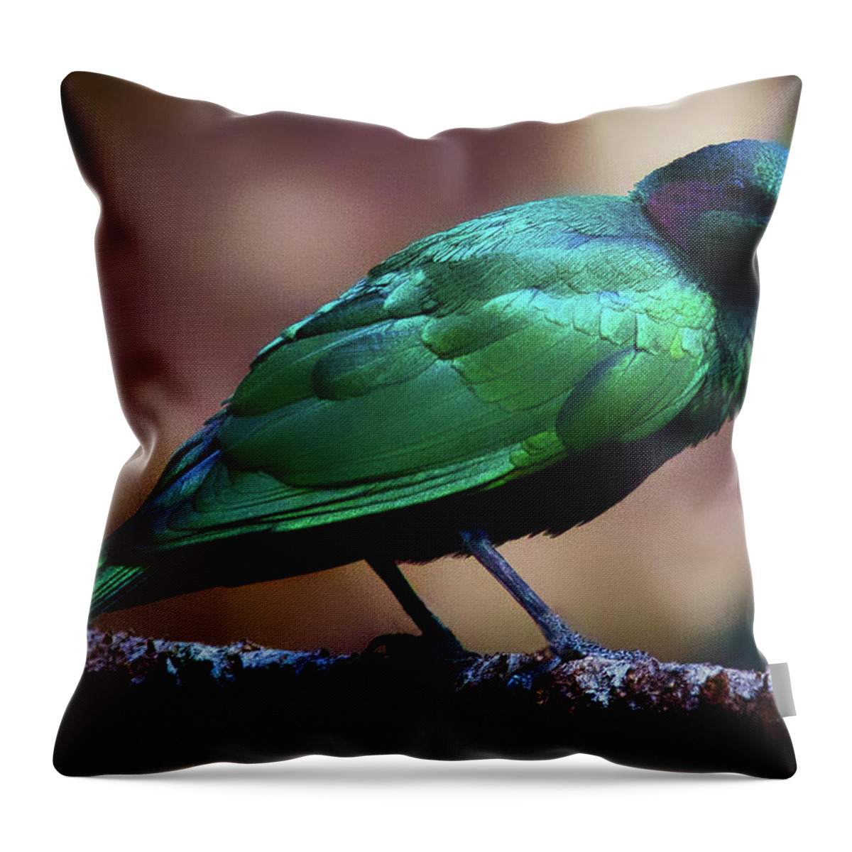 Bird Throw Pillow featuring the photograph Emerald Starling by Rene Vasquez