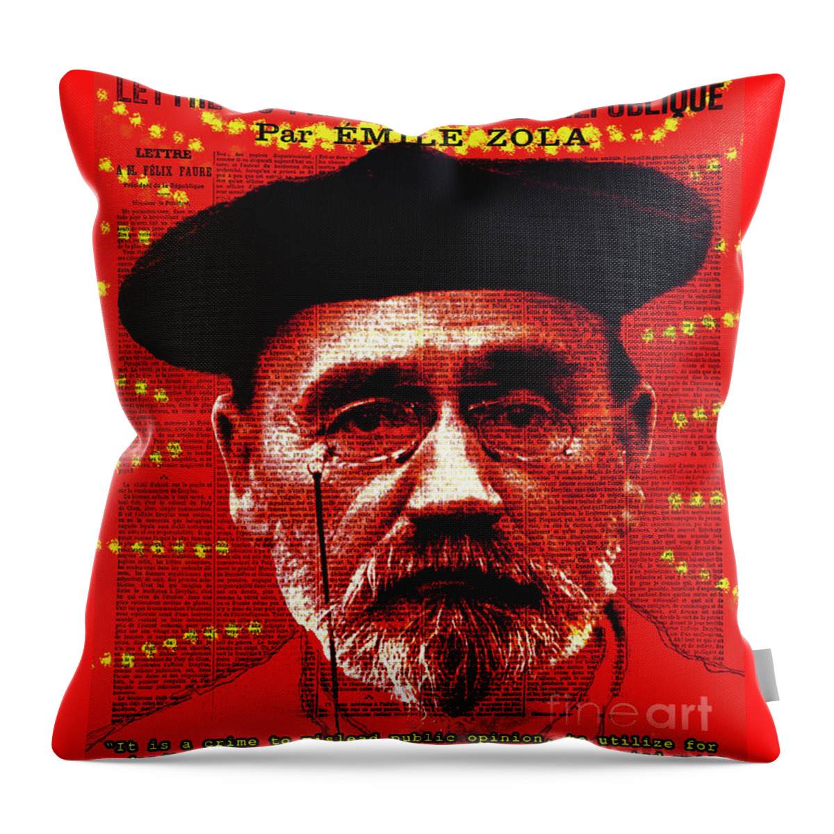 Émile Zola Throw Pillow featuring the digital art Emile Zola by Zoran Maslic