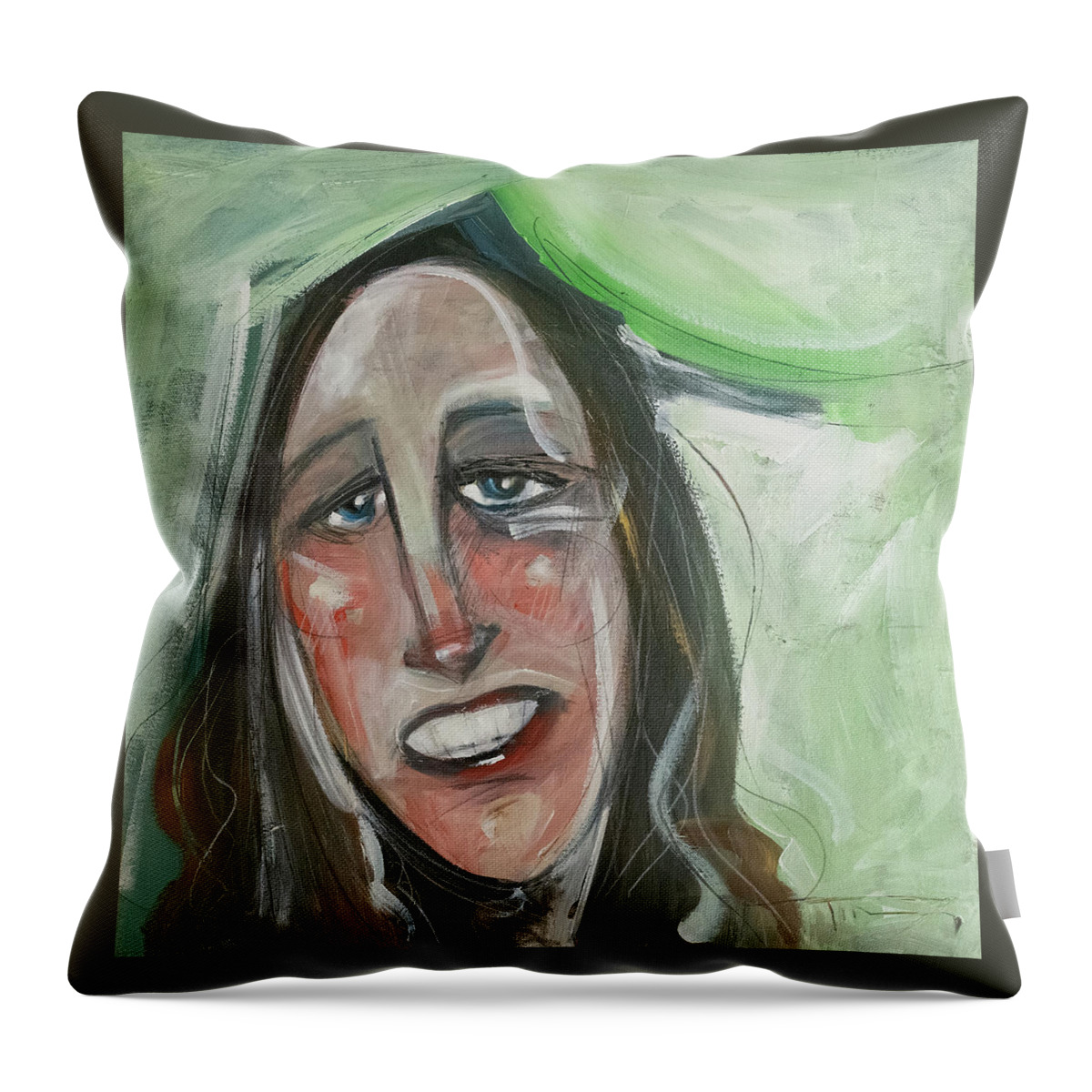 Woman Throw Pillow featuring the painting Emily by Tim Nyberg