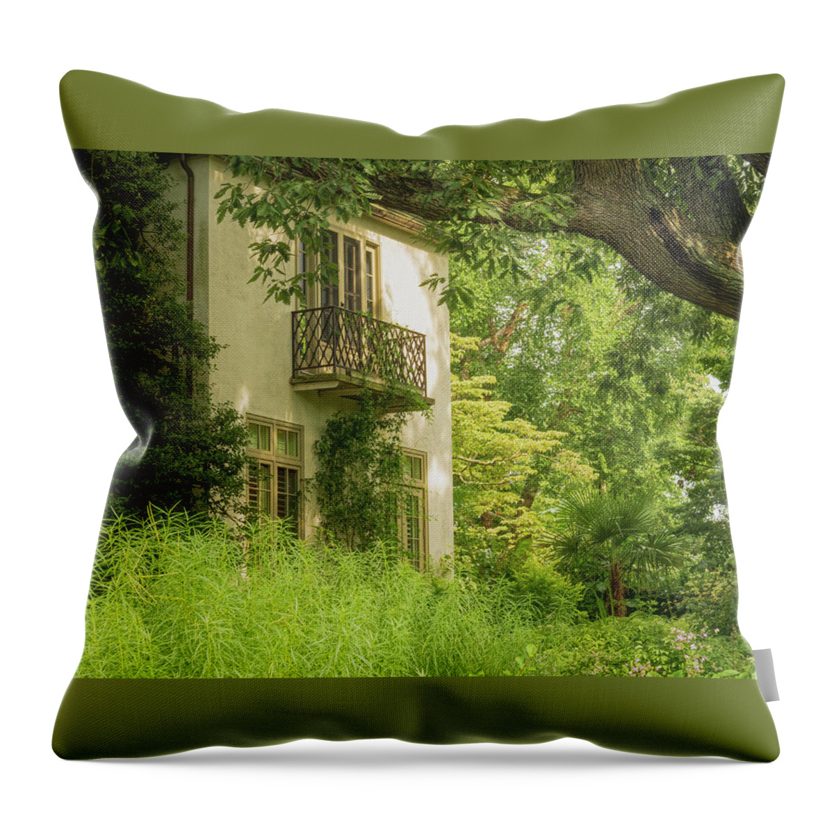 Architecture Throw Pillow featuring the photograph Emily's House at Chanticleer by Kristia Adams