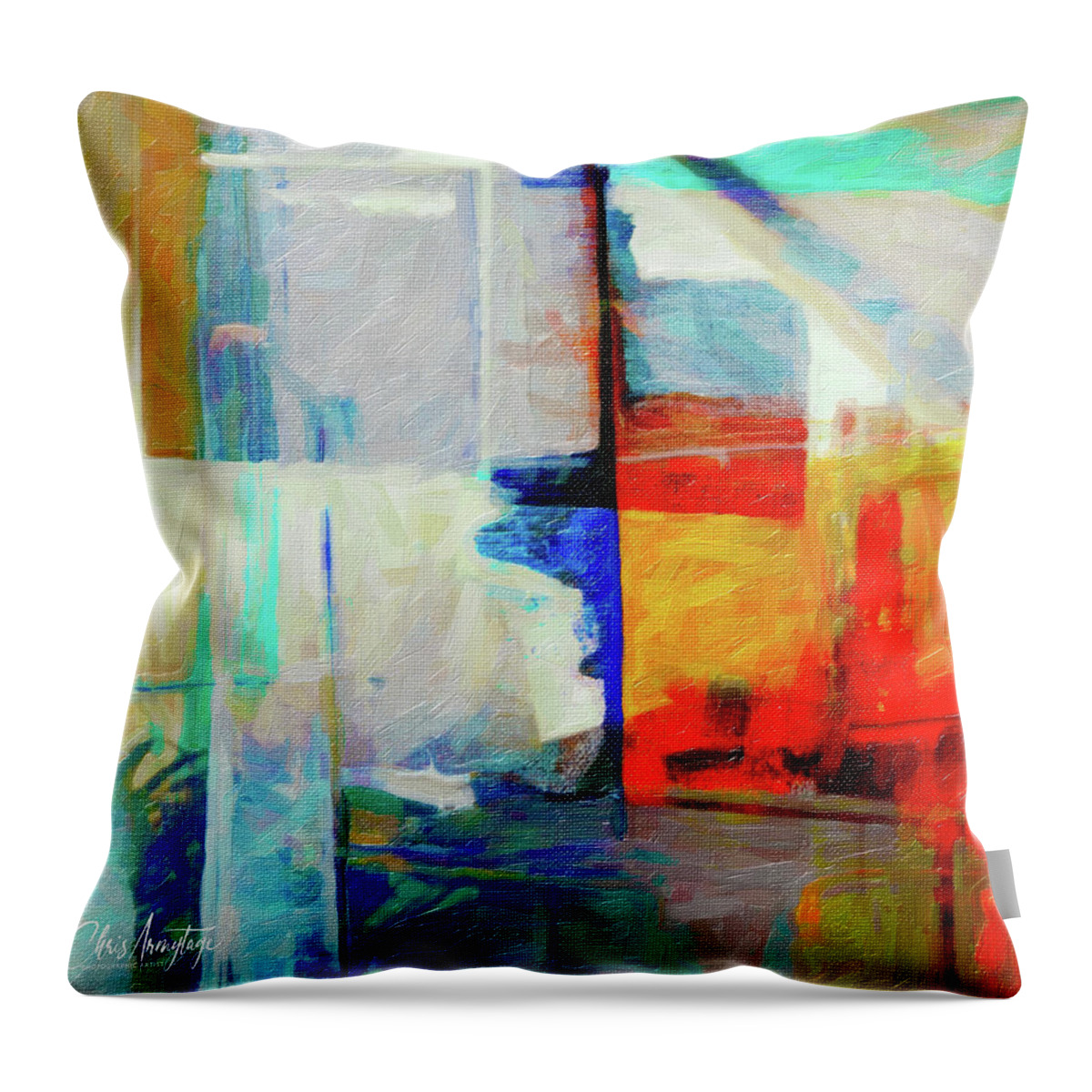 Abstract Expressionism Throw Pillow featuring the painting Empty Cities Abstract by Chris Armytage