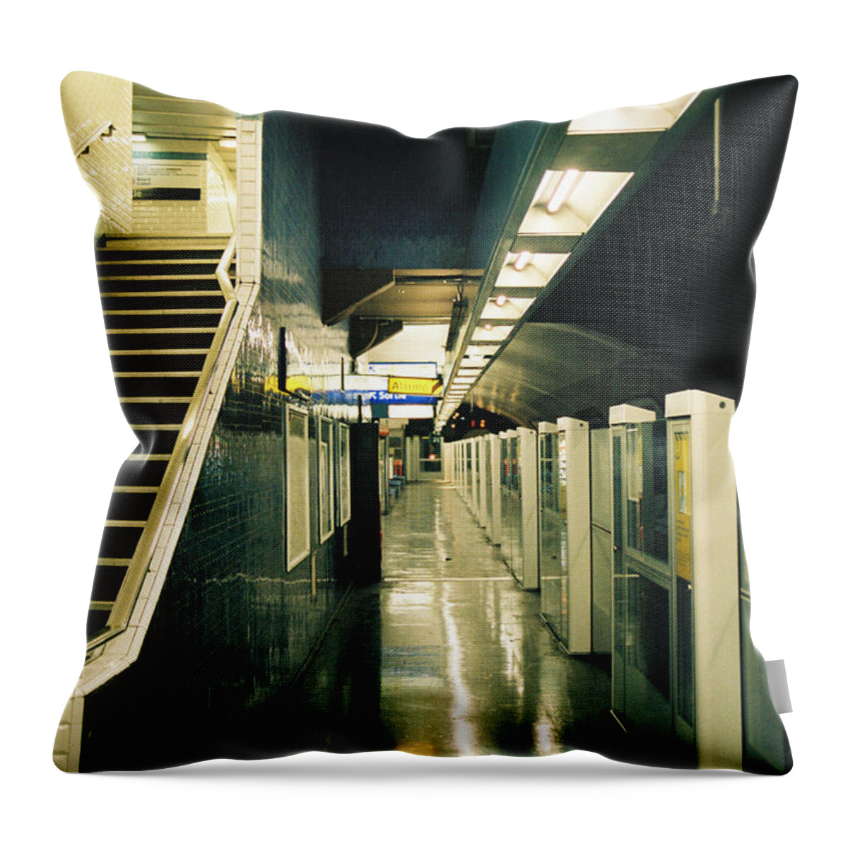 Empty Throw Pillow featuring the photograph Empty station by Barthelemy De Mazenod