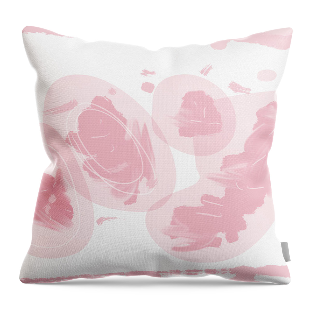 Encestra Throw Pillow featuring the digital art Encestra 3 - Minimal Abstract Painting - Pink, Rose Large Wall Art for Interior Spaces by Studio Gra by Studio Grafiikka