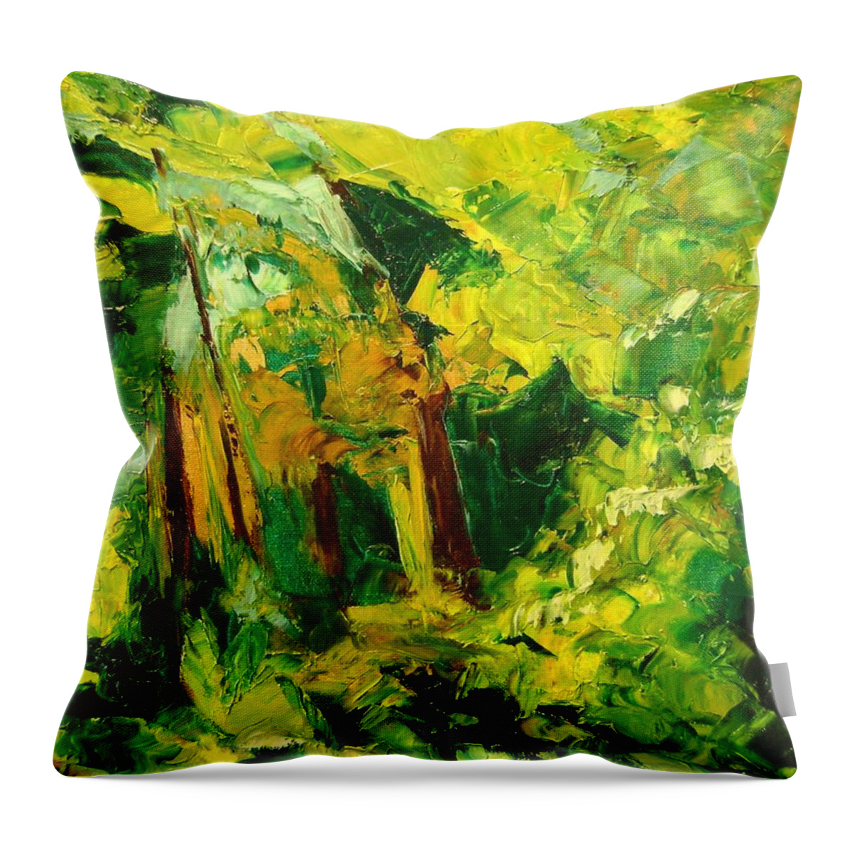 Enchanted Forest Throw Pillow featuring the painting Enchanted Forest by Therese Legere
