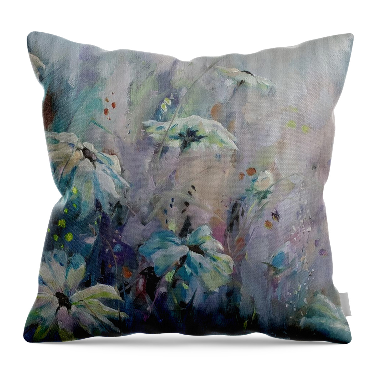 Wildflowers Throw Pillow featuring the painting Enchanted Garden by Sheila Romard