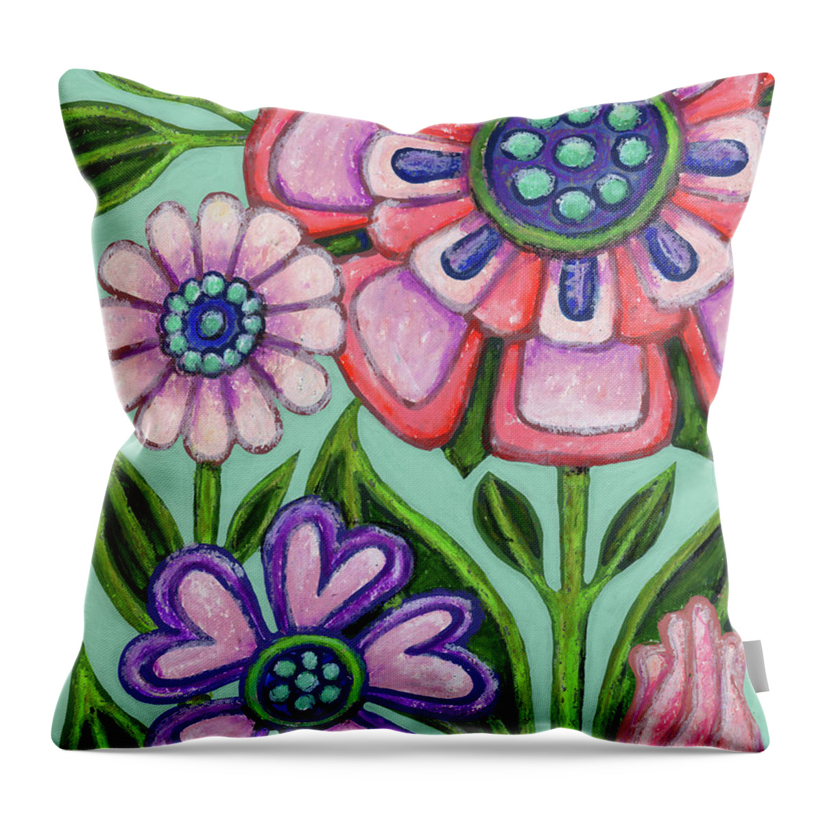 Flower Throw Pillow featuring the painting Enchantment. The Wildings. Floral Painting Series by Amy E Fraser