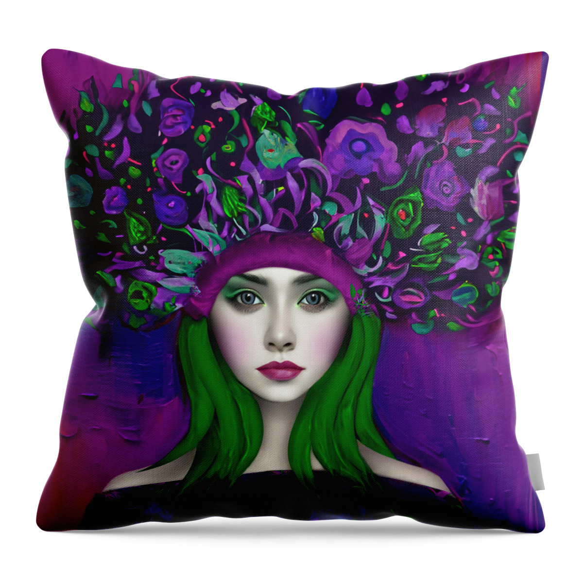 Woman Throw Pillow featuring the digital art Enchantress by Katy Breen