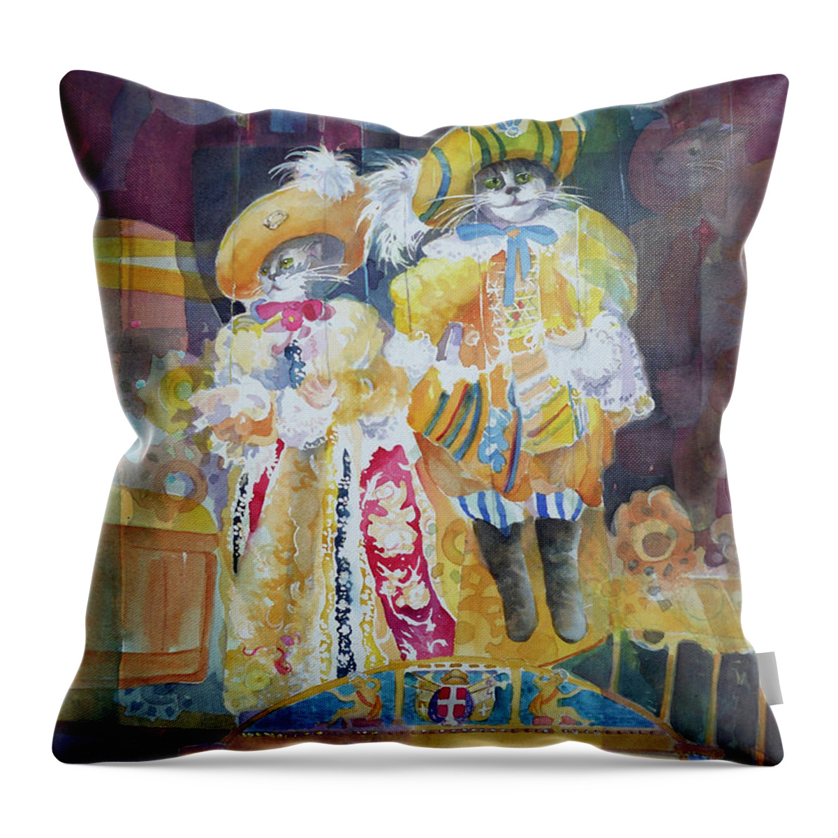 Cats Throw Pillow featuring the painting Encore by Sue Kemp