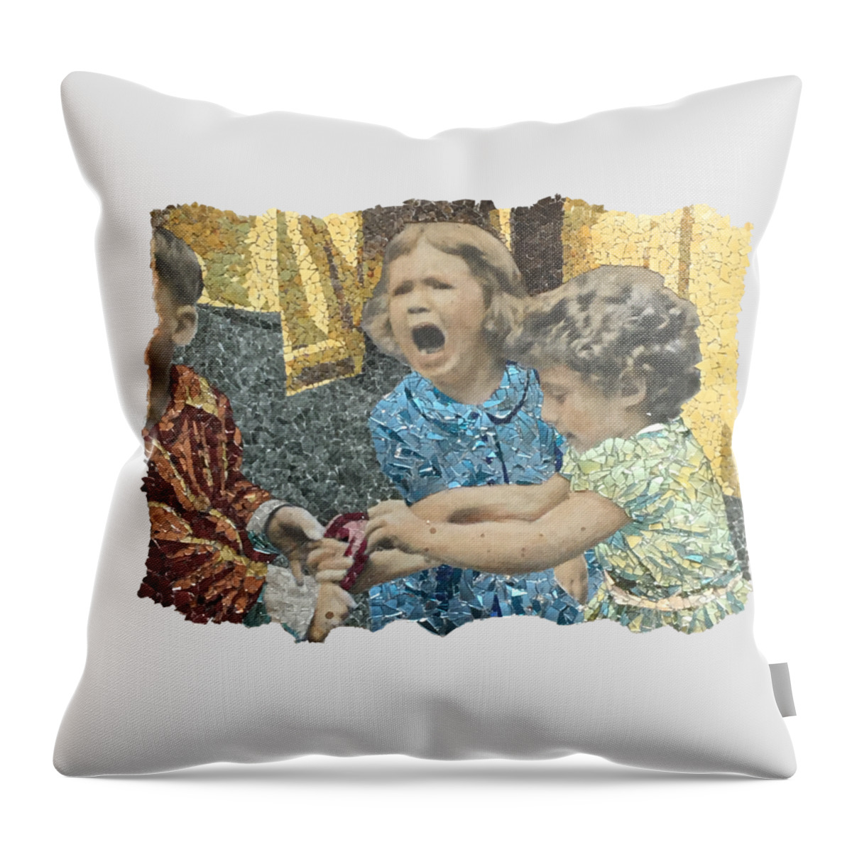 Vintage Throw Pillow featuring the mixed media Endless strife and quarreling by Matthew Lazure