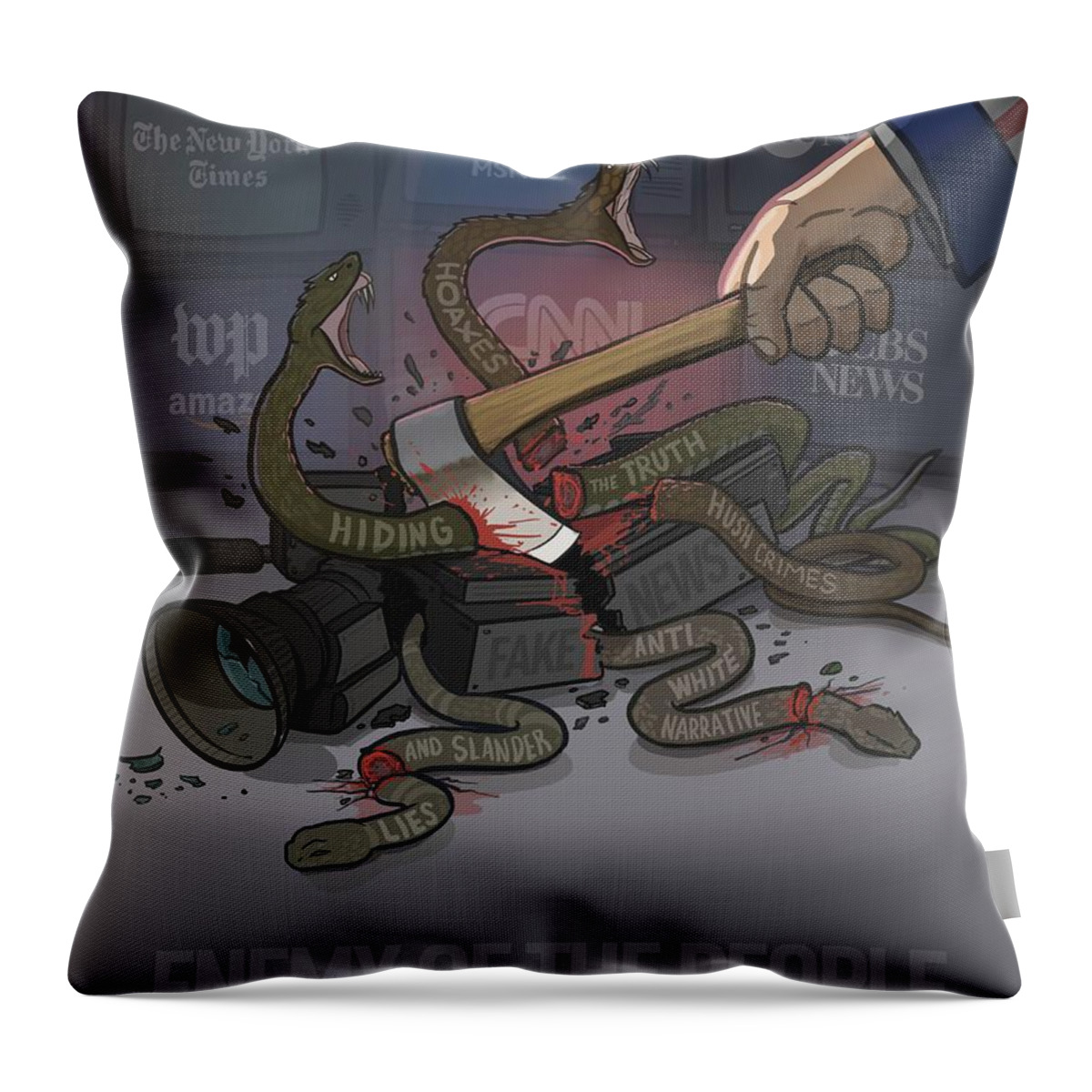 #enemyofthepeople #fakenews #msm Throw Pillow featuring the digital art Enemy of the People by Emerson Design