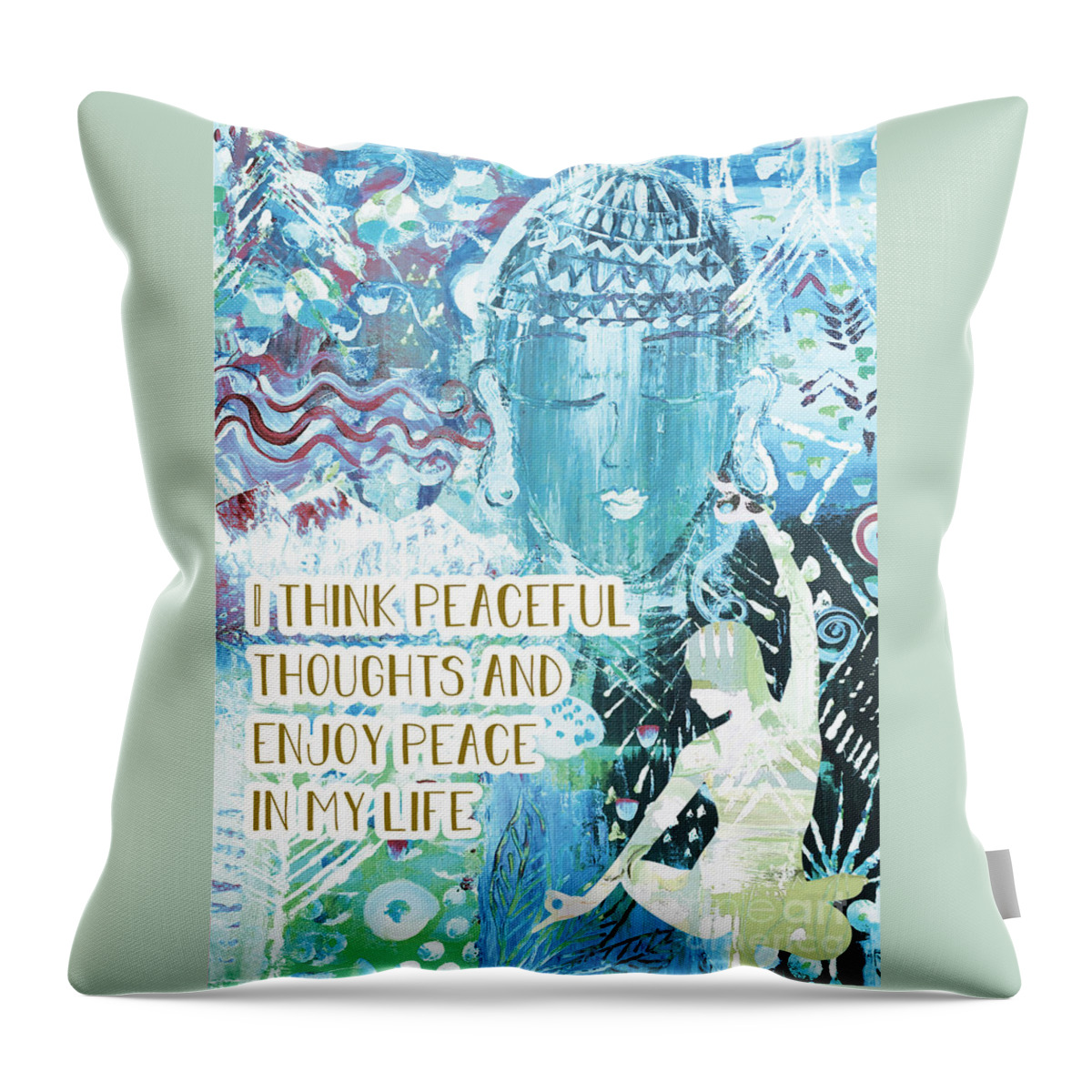 Peace Throw Pillow featuring the mixed media Enjoy Peace by Claudia Schoen