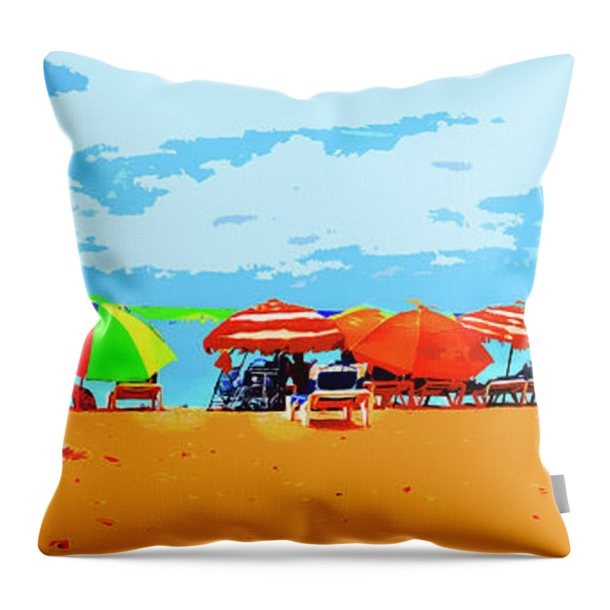 Waterfront Throw Pillow featuring the painting Enjoying the Beach by CHAZ Daugherty