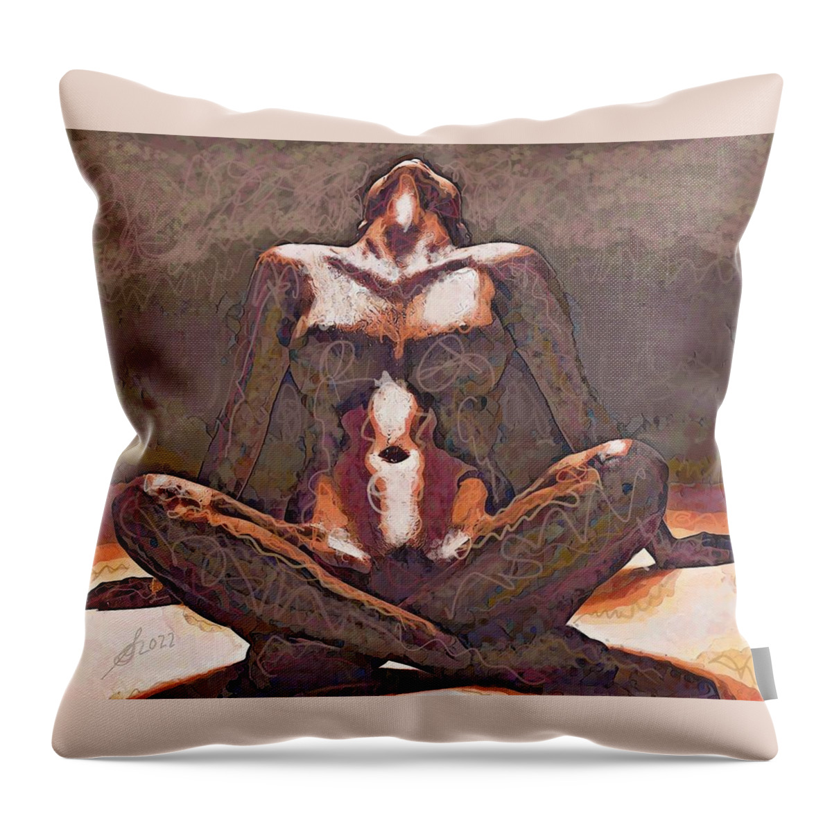 Nude Throw Pillow featuring the painting Enlightenment by Sol Luckman