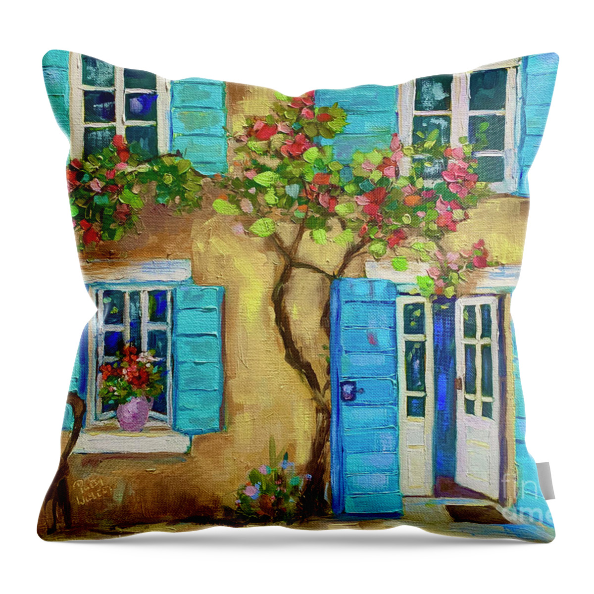 French Door Throw Pillow featuring the painting Entrez Vous by Patsy Walton