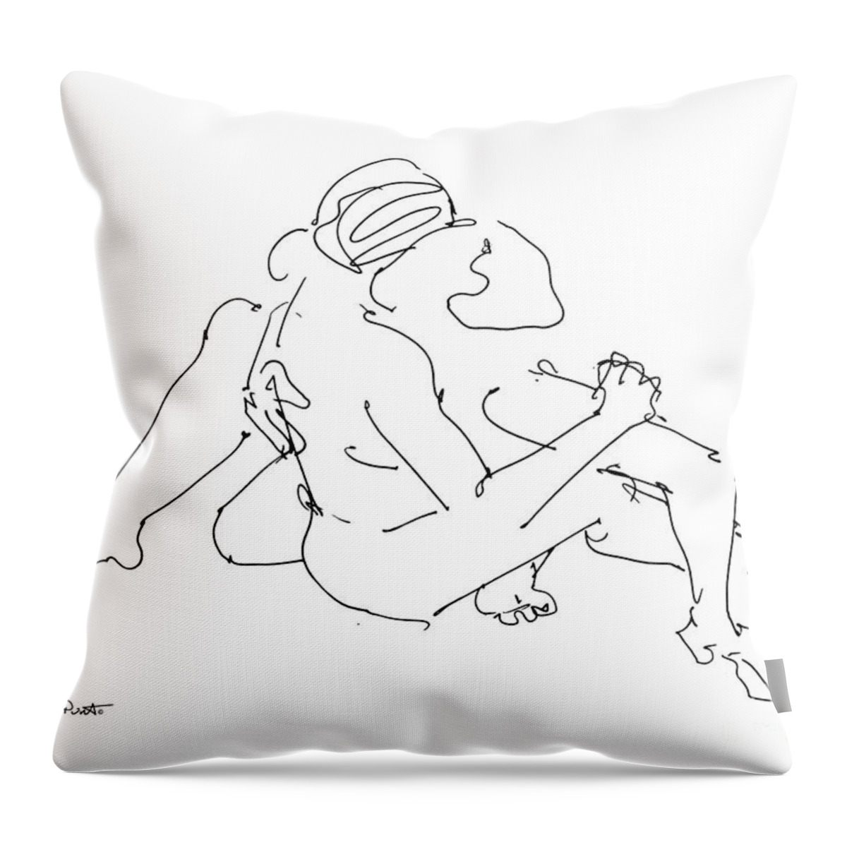 Erotic Renderings Throw Pillow featuring the drawing Erotic Art Drawings 11 by Gordon Punt