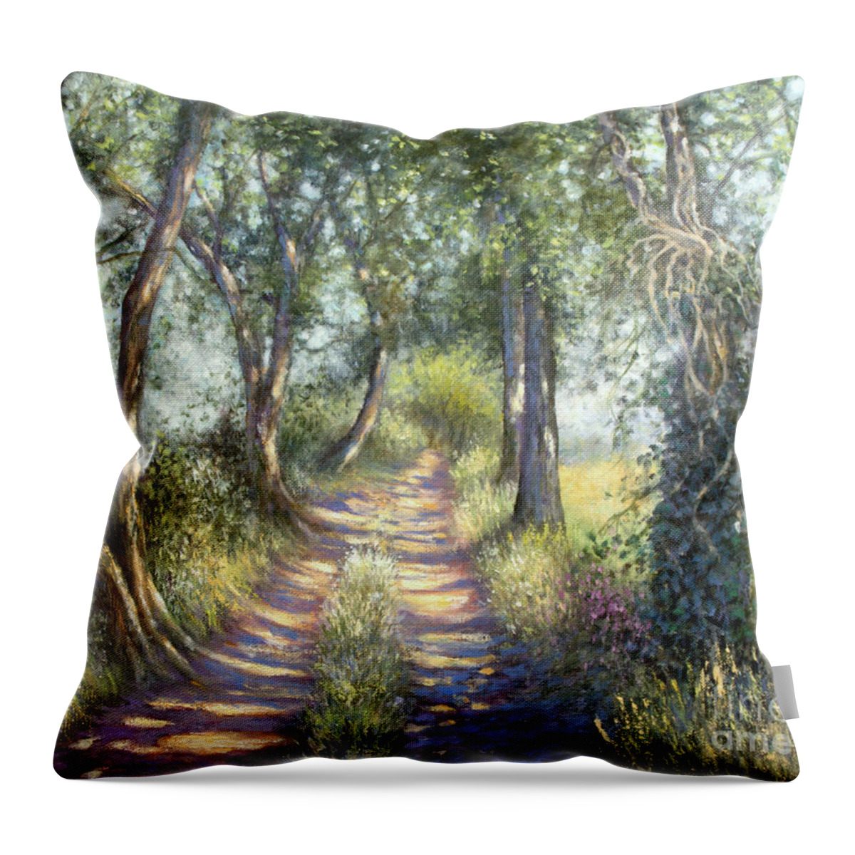 Landscape Throw Pillow featuring the painting Escape to the Country by Valerie Travers