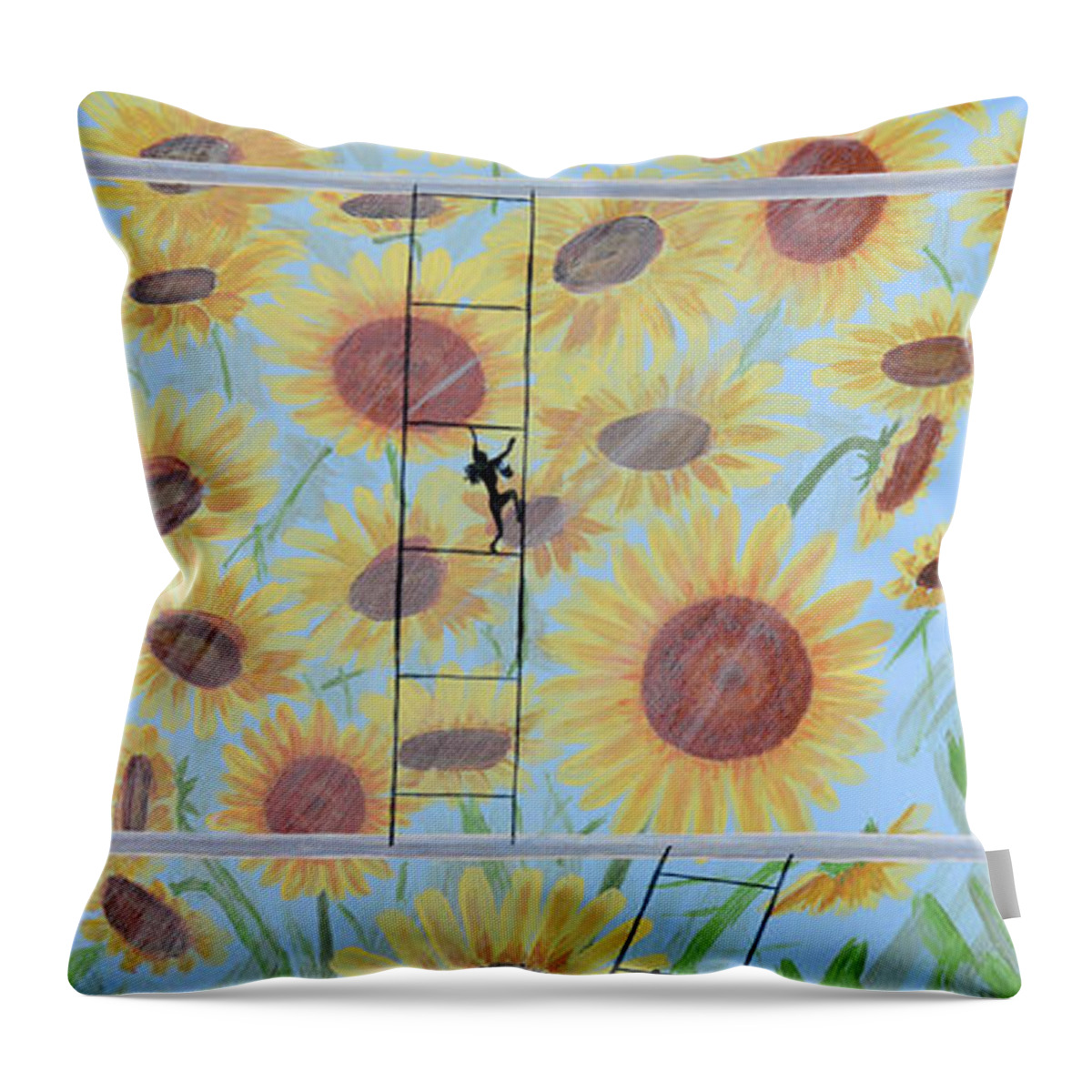 Covid-19 Throw Pillow featuring the painting Escaping the Quarantine by Aicy Karbstein