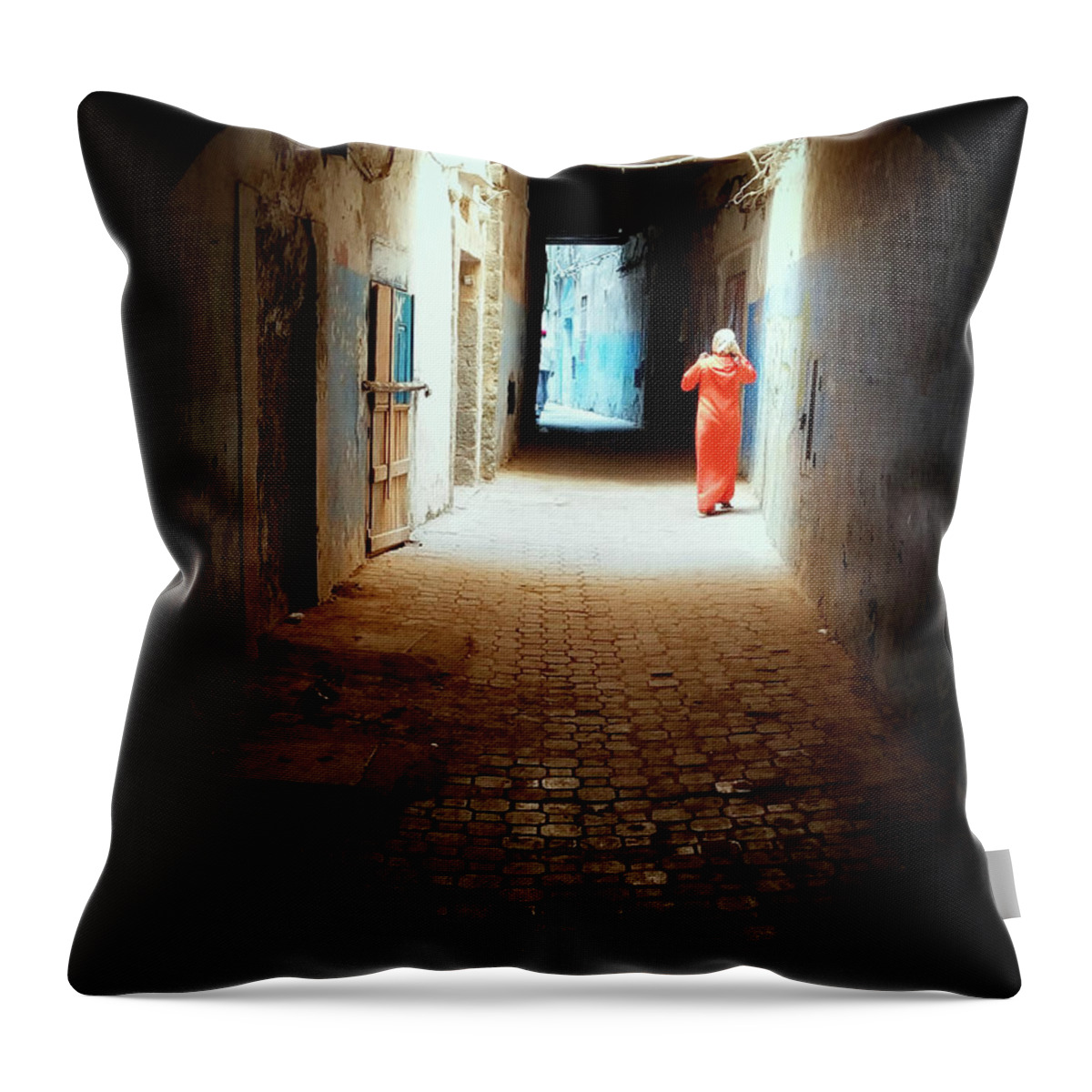 Essaouira Throw Pillow featuring the photograph Essaouira Medina by Gene Taylor
