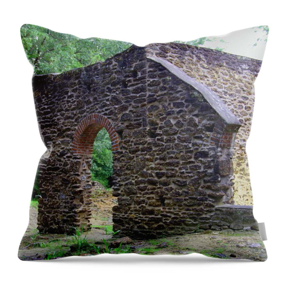Sand Throw Pillow featuring the photograph Crafted Arch Historic Estellville Glassworks in Estell Manor, Atlantic County New Jersey by Brad Knorr Art