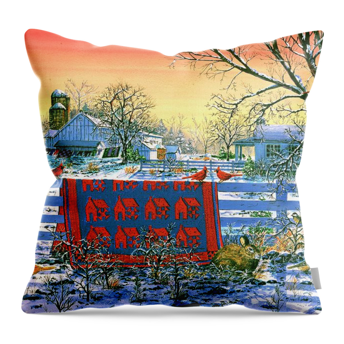 Sunset Throw Pillow featuring the painting Evening Aglow by Diane Phalen