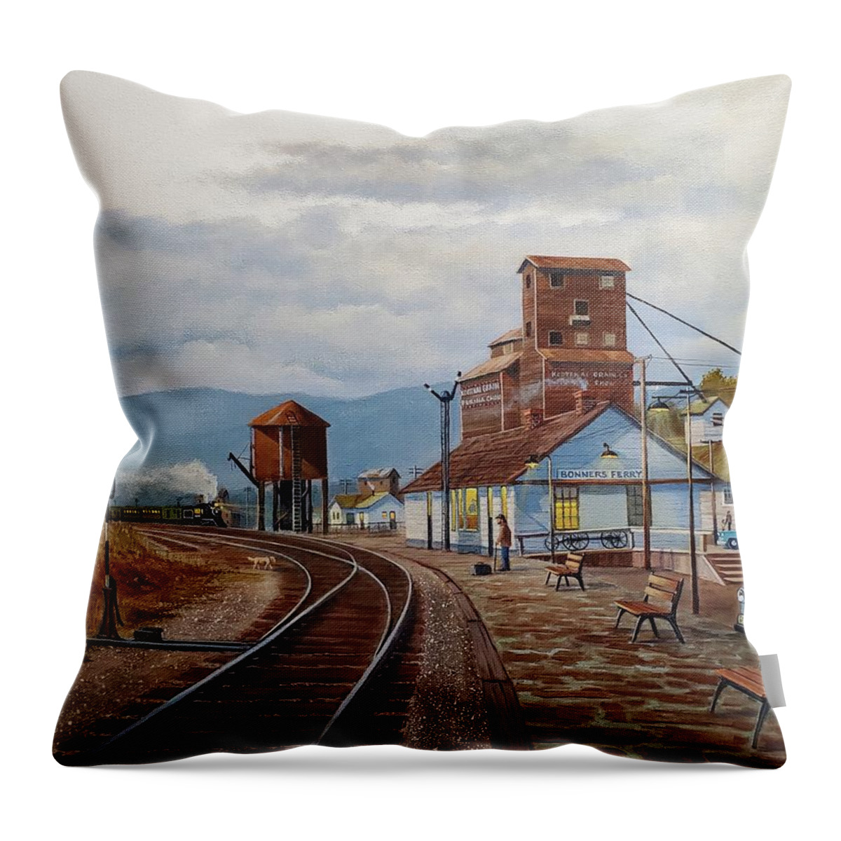 Landscape Throw Pillow featuring the painting Evening Arrival by Paul K Hill