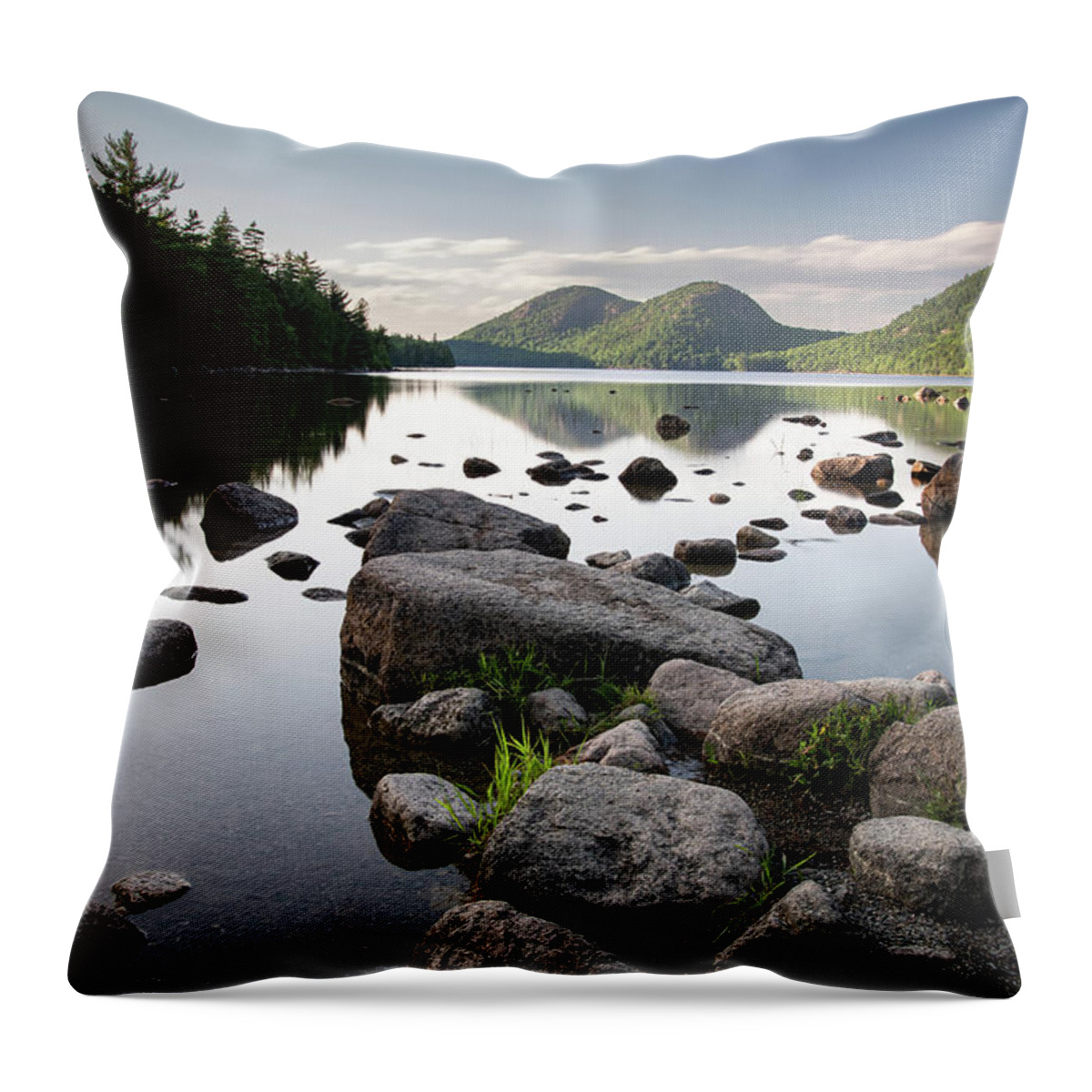 Maine Throw Pillow featuring the photograph Evening at the Jordan Pond, Acadia National Park by Dimitry Papkov