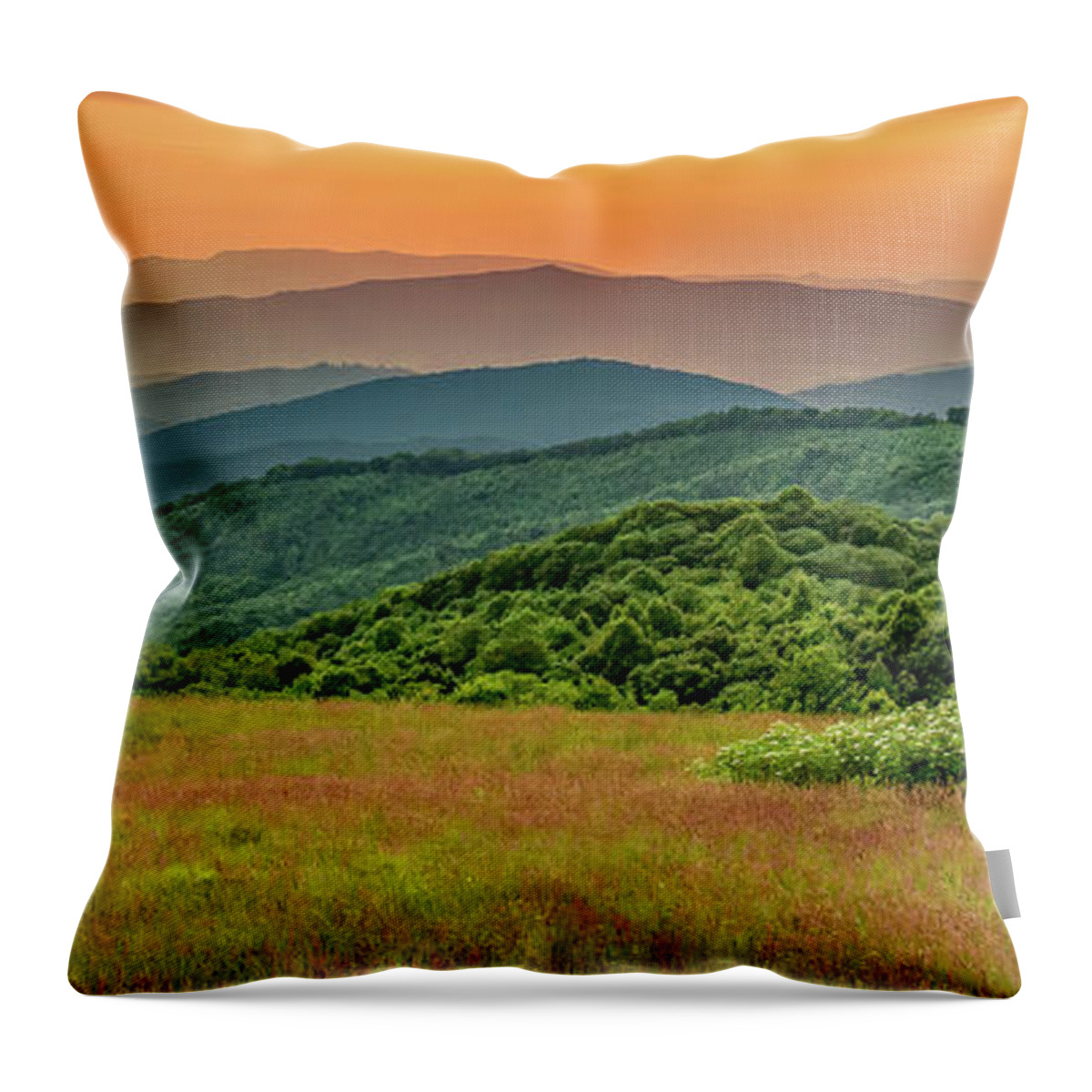Max Patch Throw Pillow featuring the photograph Evening at the Summit by Marcy Wielfaert