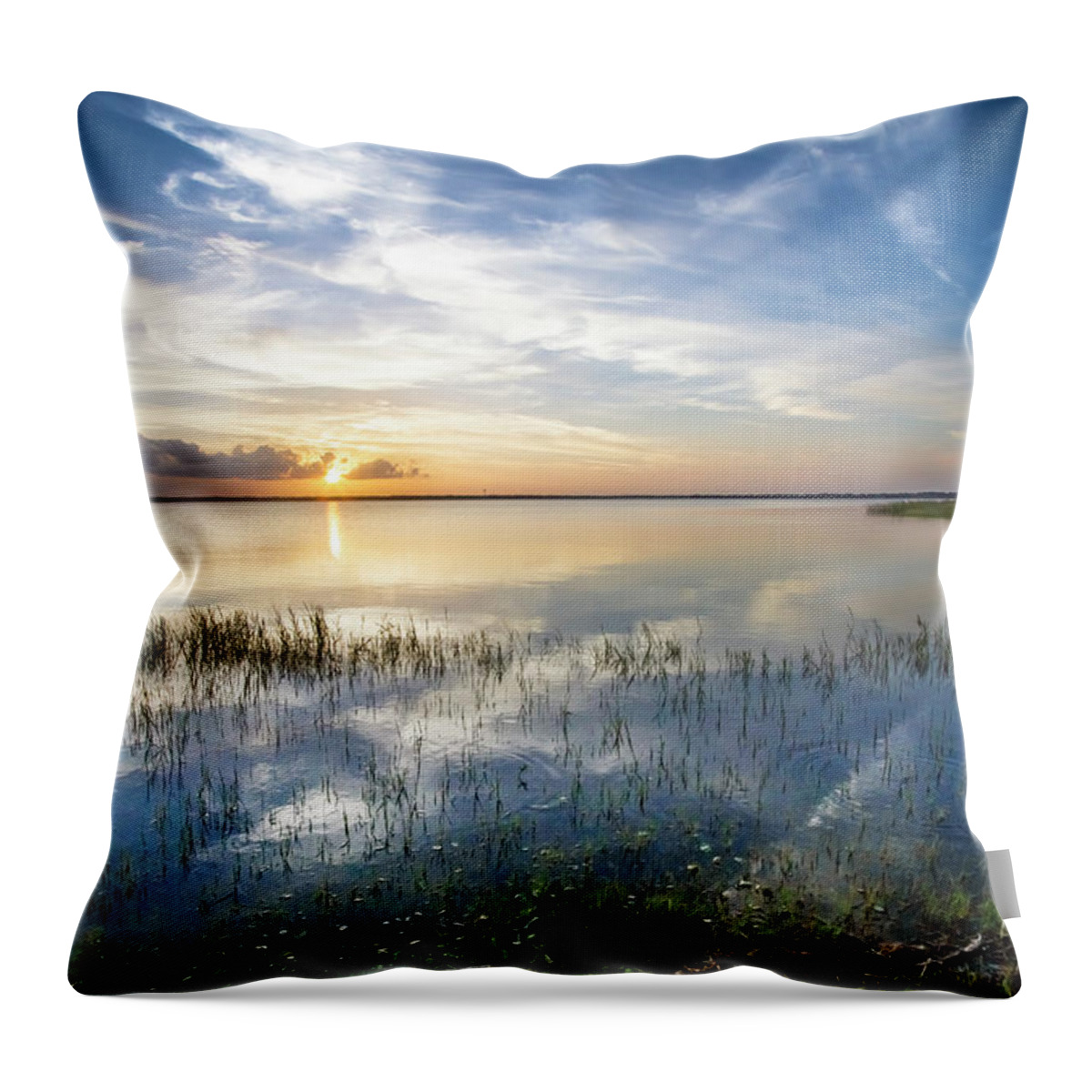 Boats Throw Pillow featuring the photograph Evening Clouds over the Lake by Debra and Dave Vanderlaan
