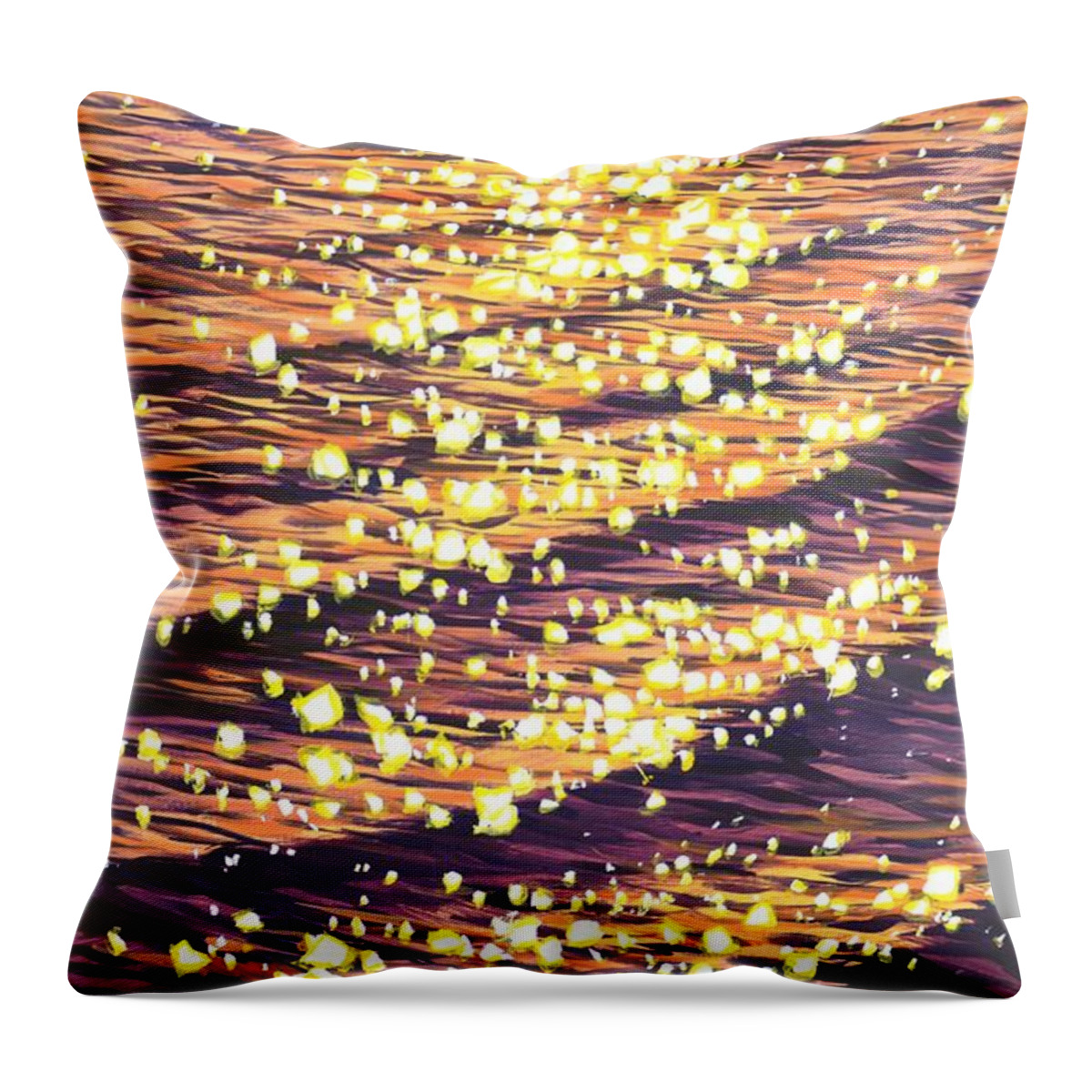 Gentle Waves Throw Pillow featuring the painting Evening glare 3. by Iryna Kastsova