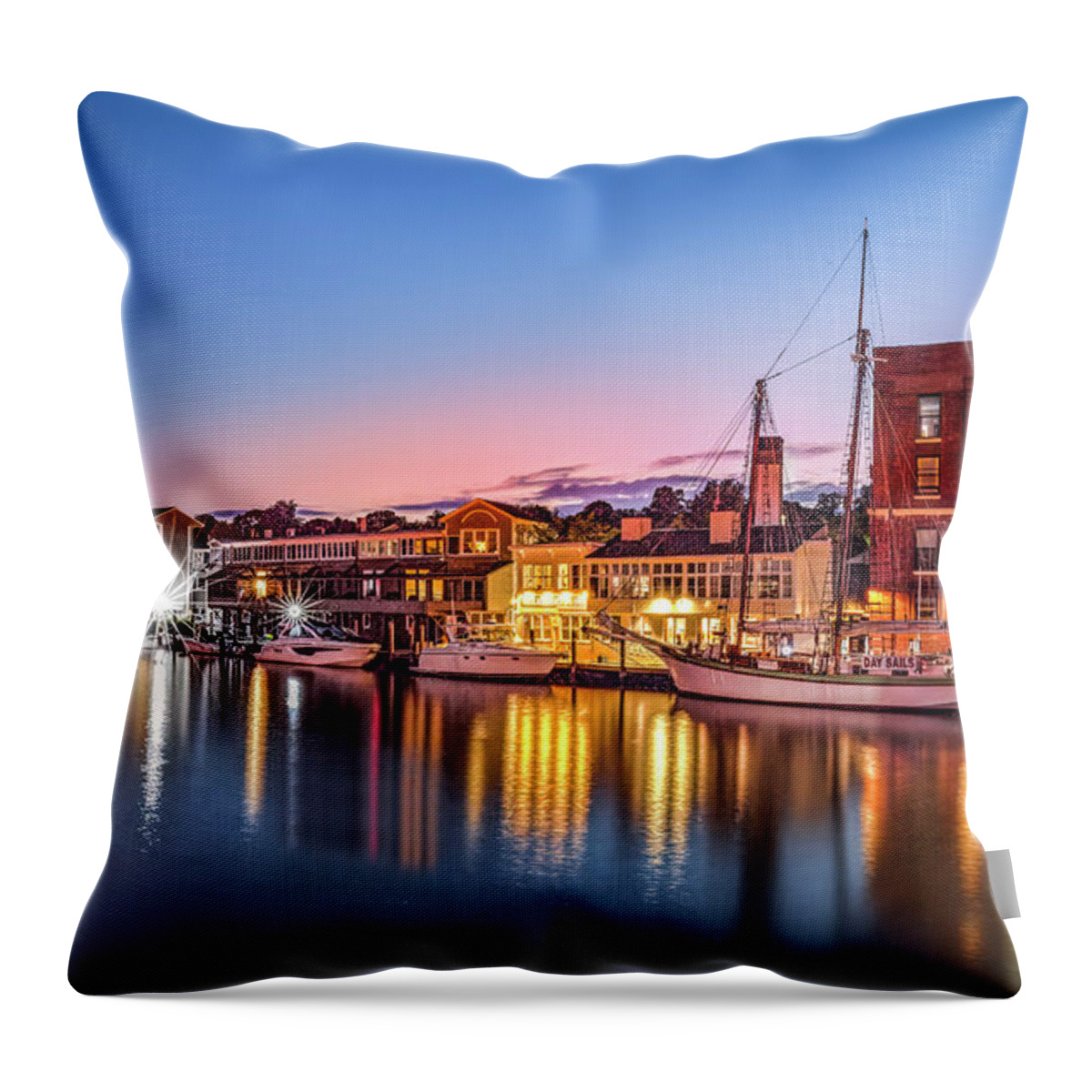 Evening Throw Pillow featuring the photograph Evening in Mystic, Connecticut by Shelia Hunt