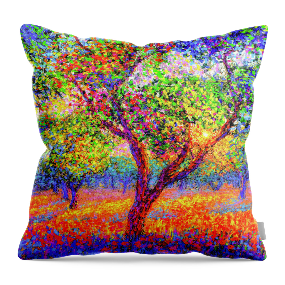 Floral Throw Pillow featuring the painting Evening Poppies by Jane Small