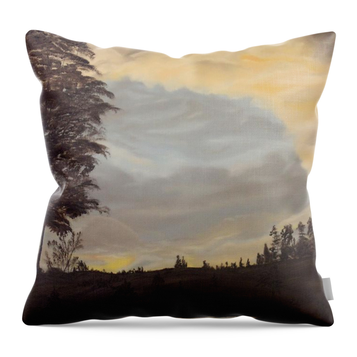 Landscape Throw Pillow featuring the painting Evening Run by Berlynn
