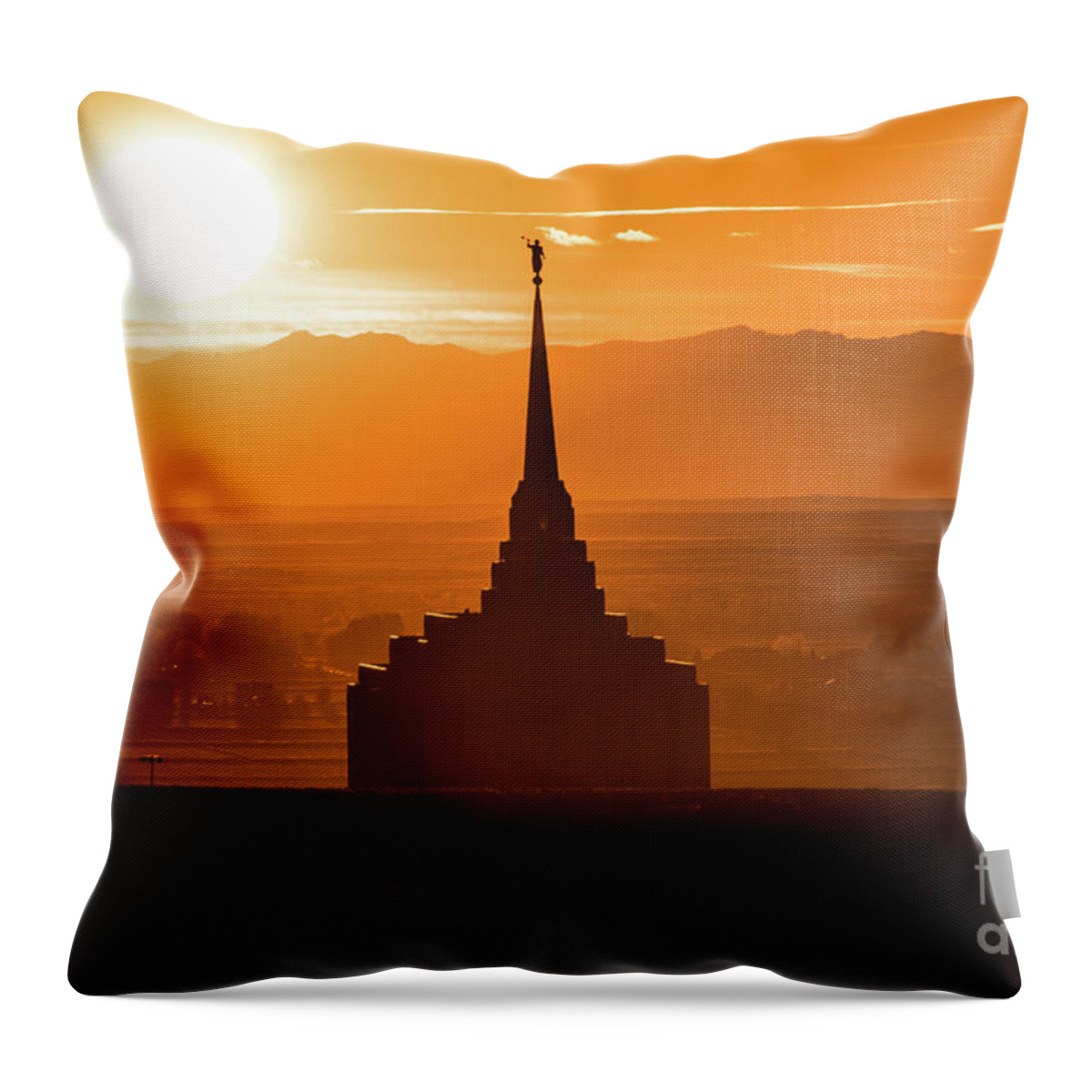 Horizontal Throw Pillow featuring the photograph Evening Silhouette - Rexburg Idaho Temple by Bret Barton