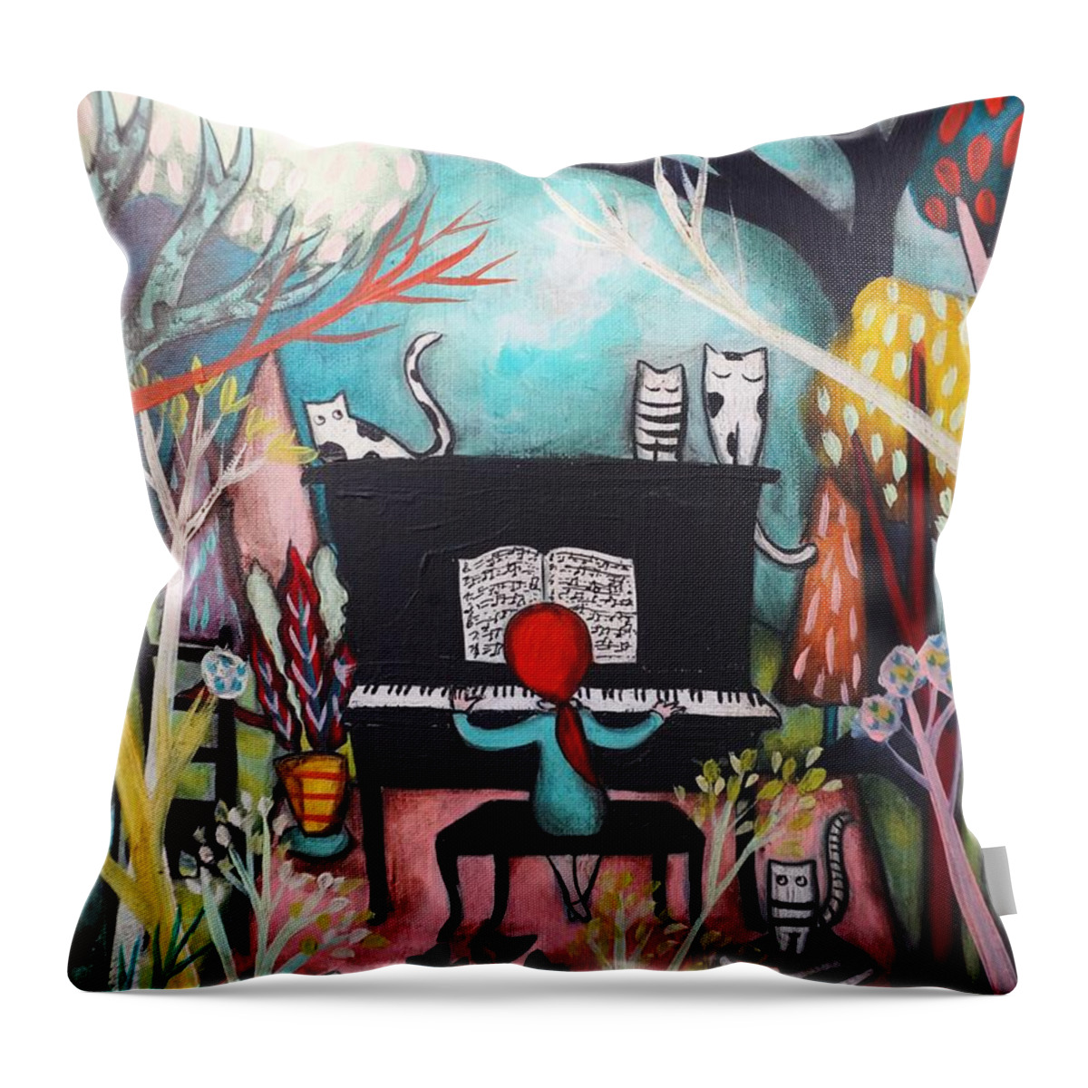 Piano Throw Pillow featuring the painting Every Good Boy Does Fine Always by Chris Jeanguenat