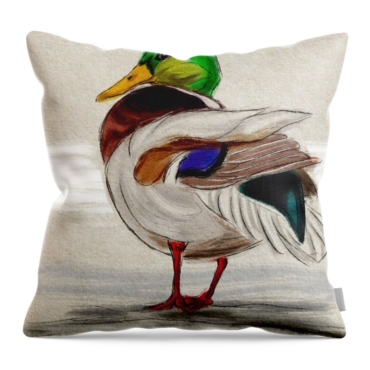 Birds Throw Pillow featuring the digital art Everything Is Ducky by Michael Kallstrom