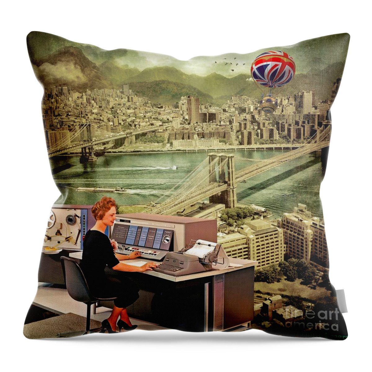 Digital Collage Throw Pillow featuring the digital art Everything's Under Control by Janice Leagra