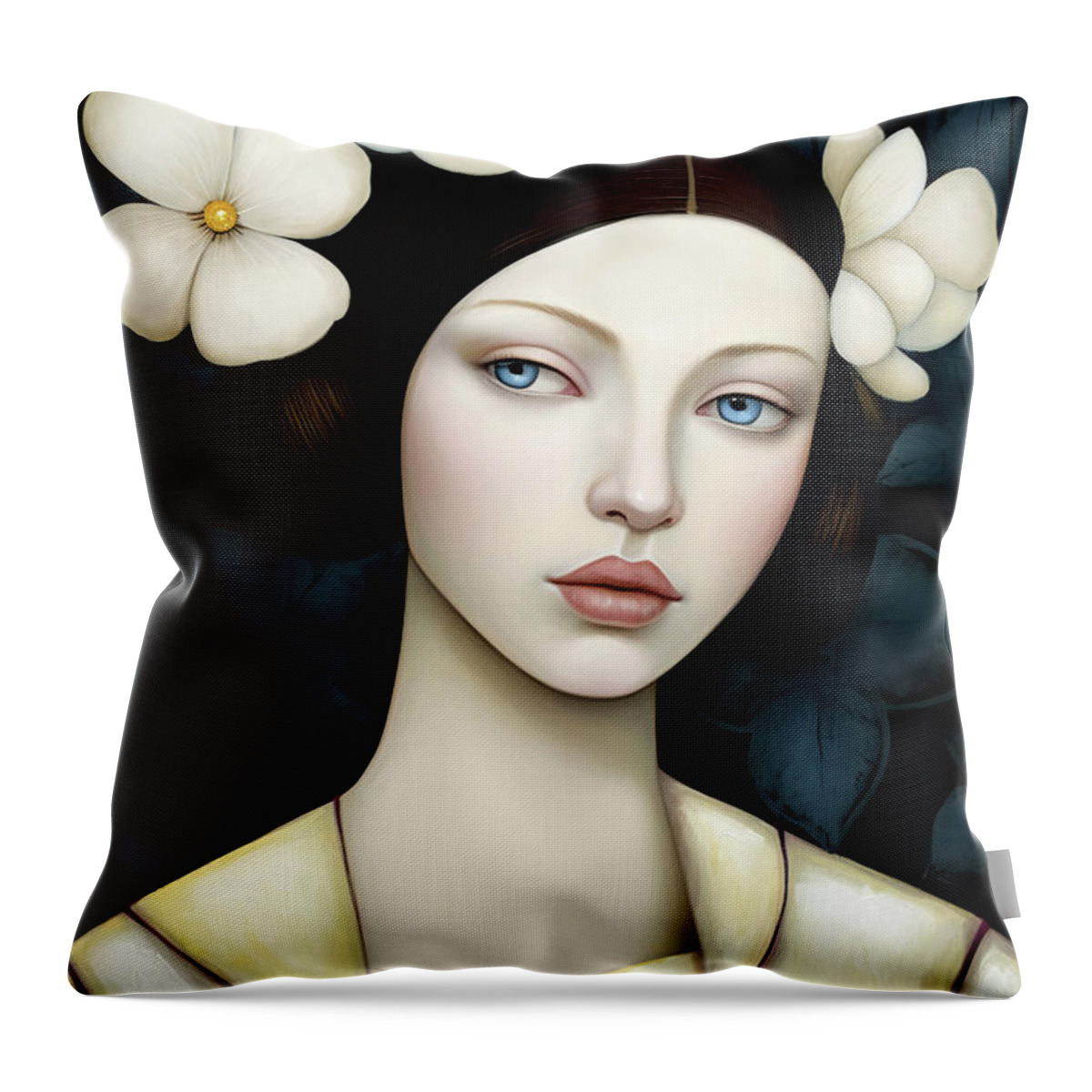 Portrait Throw Pillow featuring the painting Evi by Jacky Gerritsen